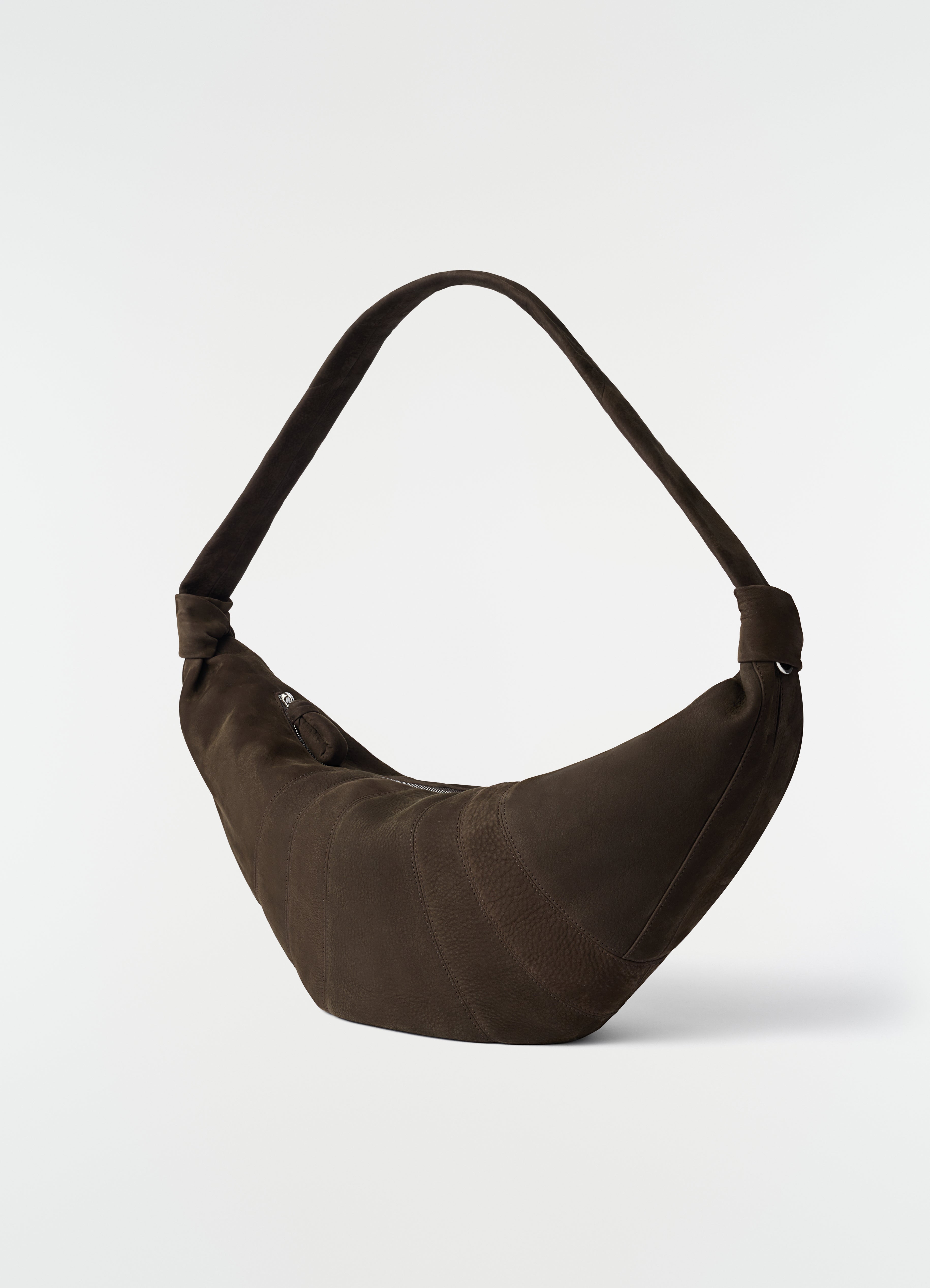 LARGE CROISSANT BAG IN ALPACA NUBUCK - Ebony Brown - Alpaca Nubuck