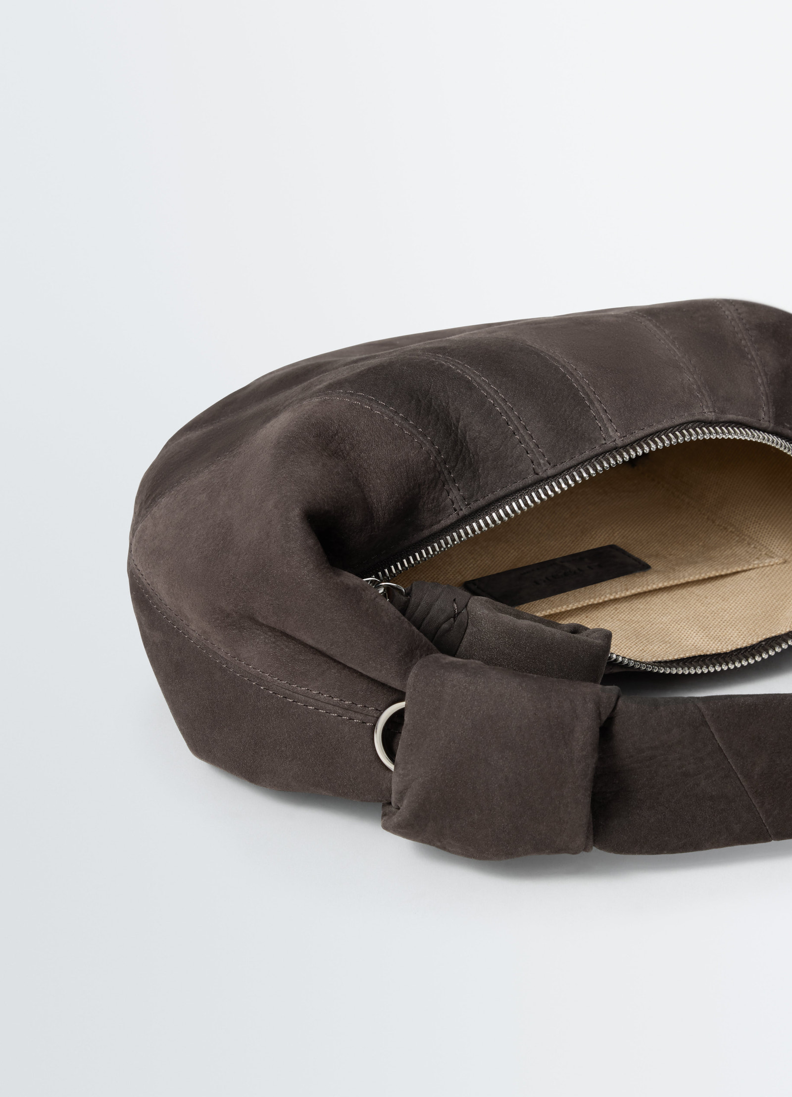 Mini fortune croissant bag in alpaca nubuck
