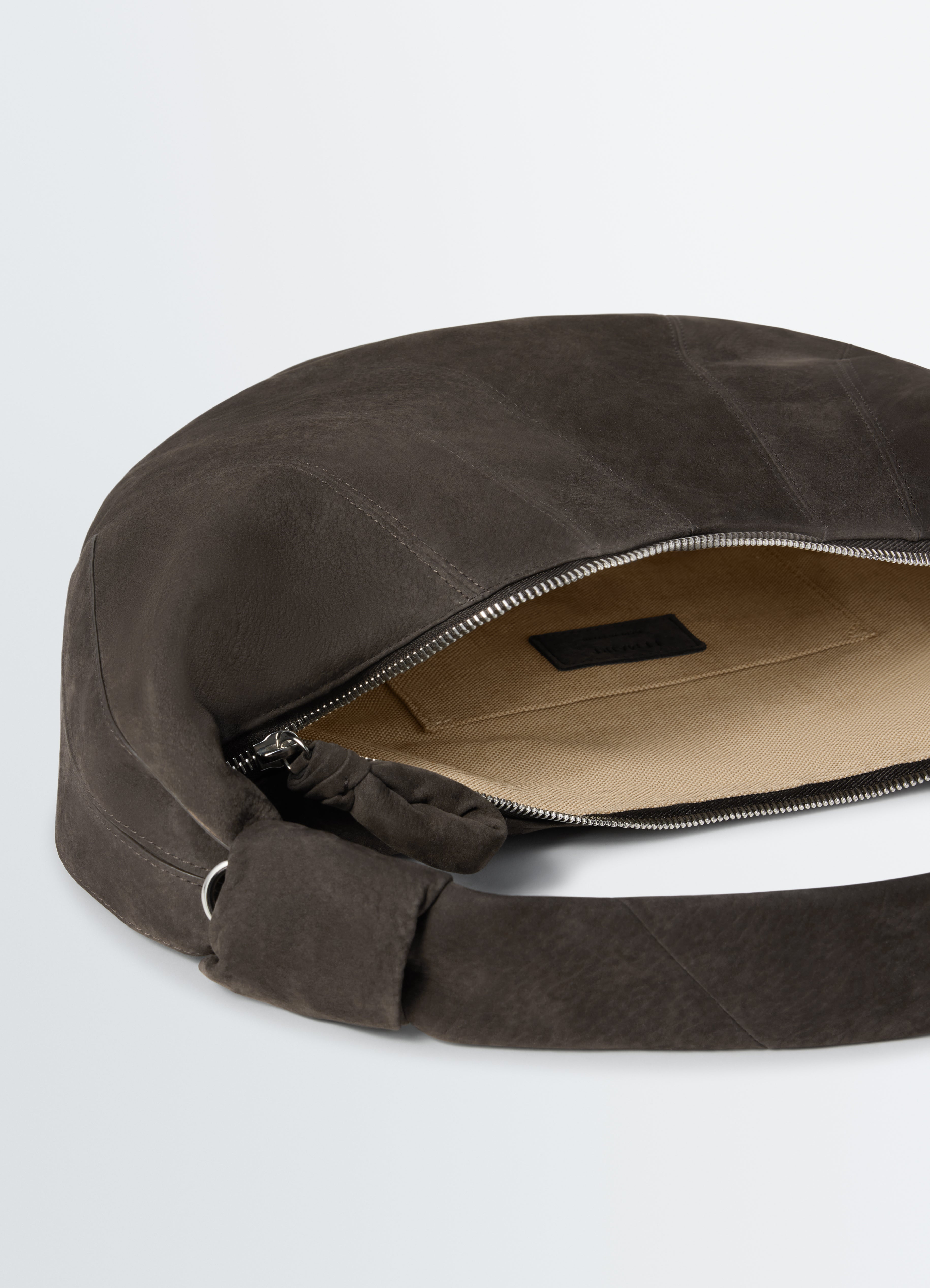 FORTUNE CROISSANT BAG IN ALPACA NUBUCK - Ebony Brown - Alpaca