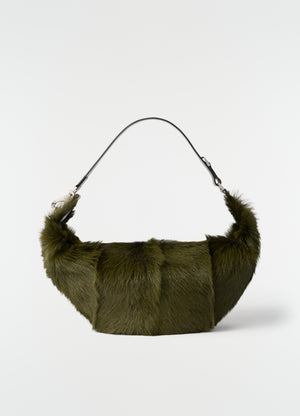 Quiver clip bag in long hairy goat leather