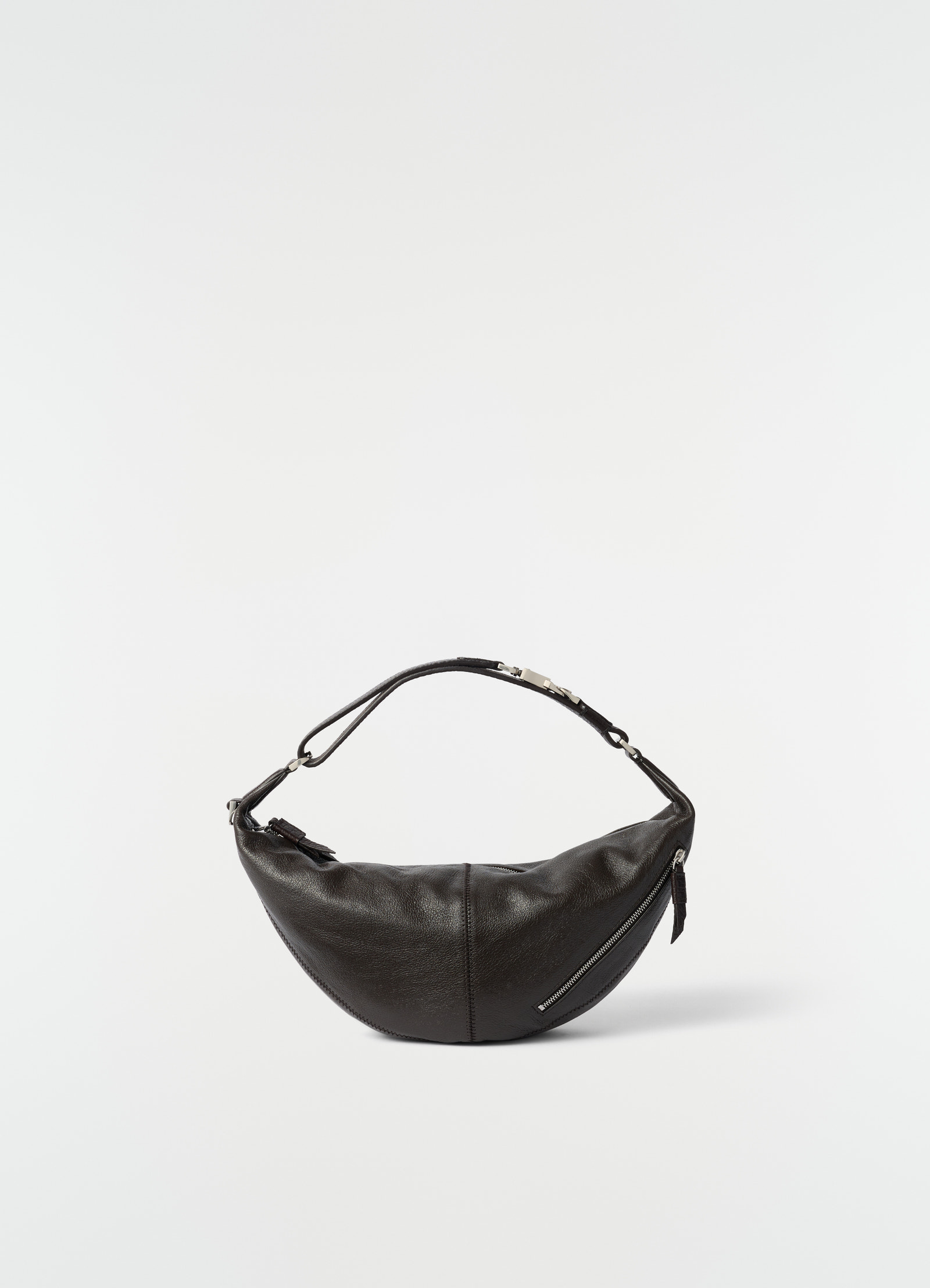 Mini quiver clip bag in grained buffalo leather