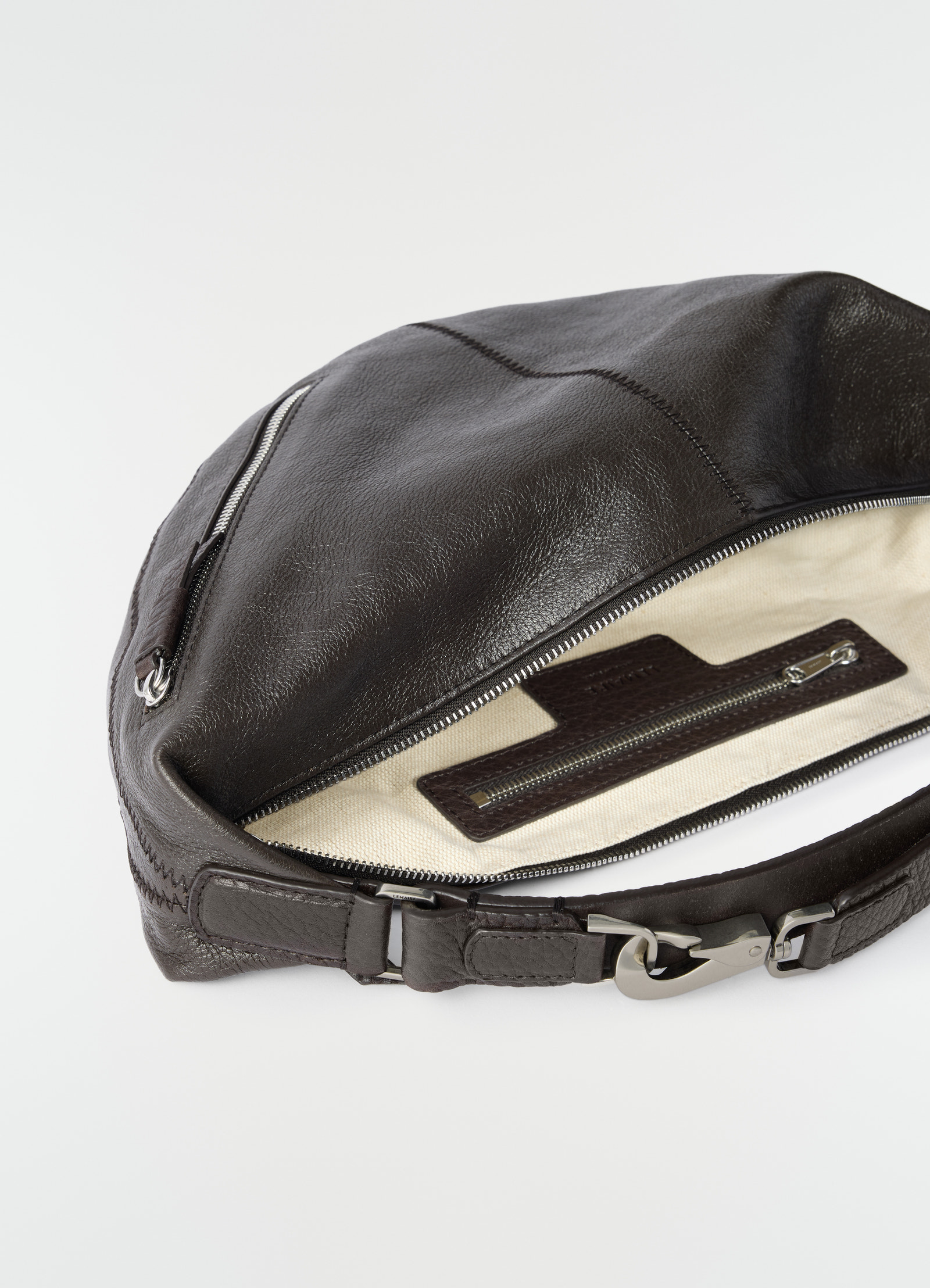 Mini quiver clip bag in grained buffalo leather