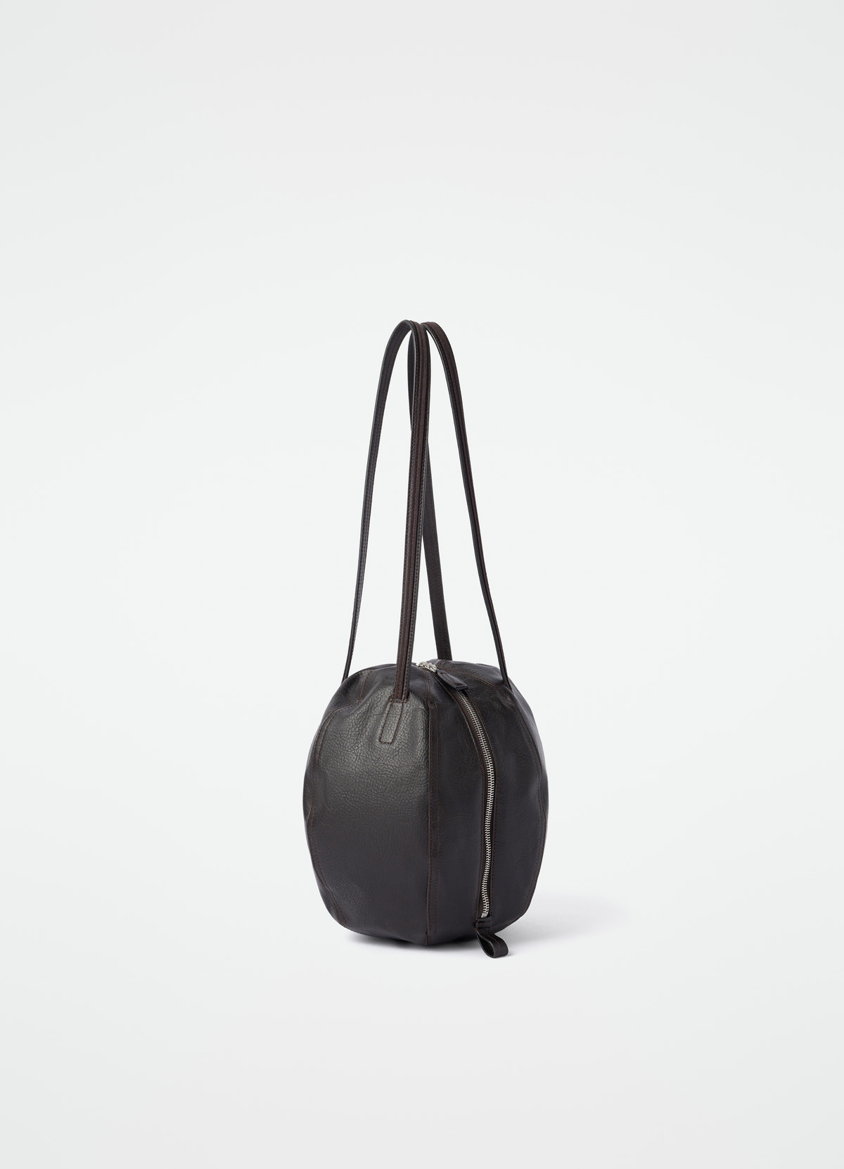 Small helmet hobo bag in grained paper lux leather