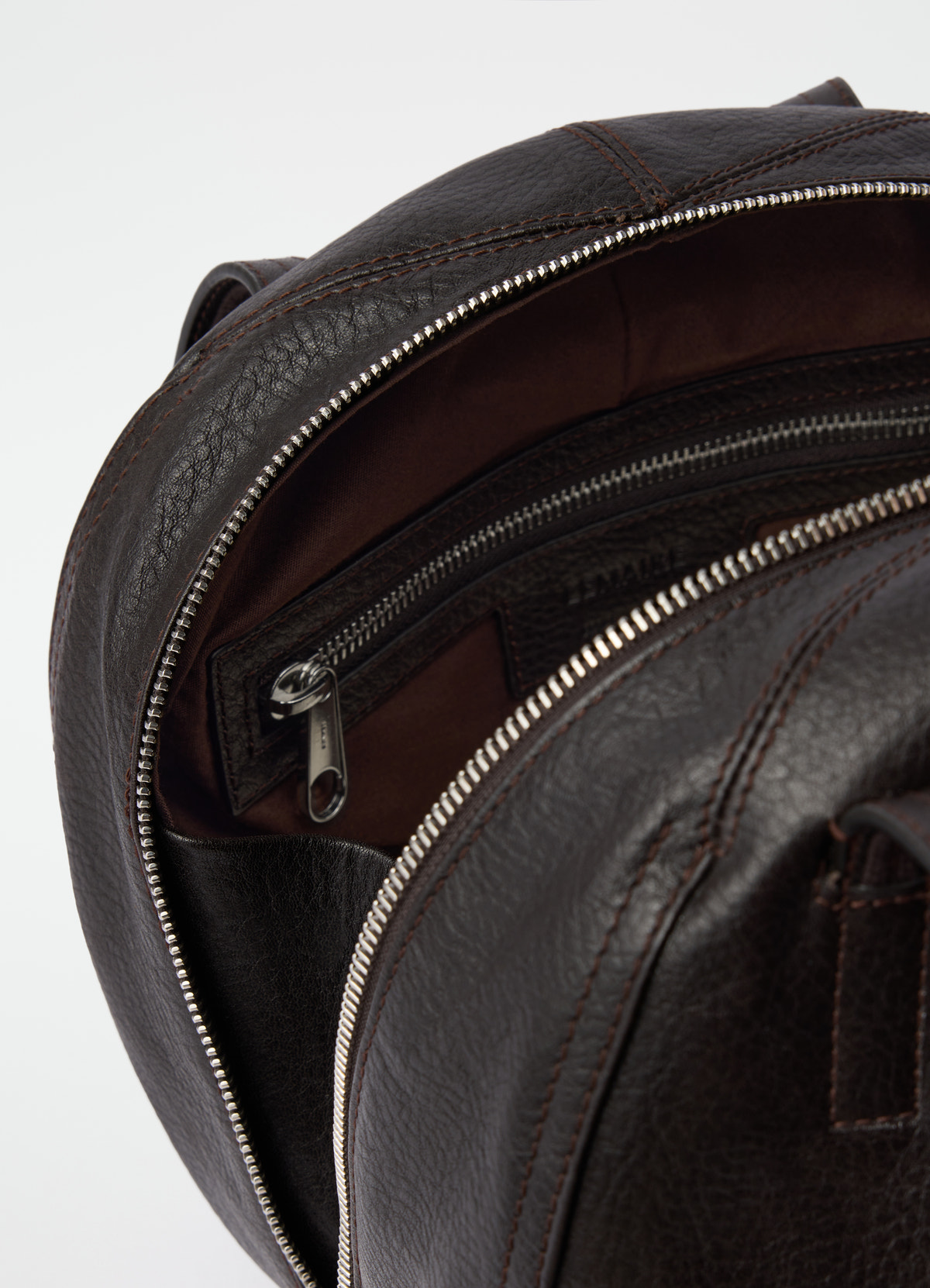 Small helmet hobo bag in grained paper lux leather