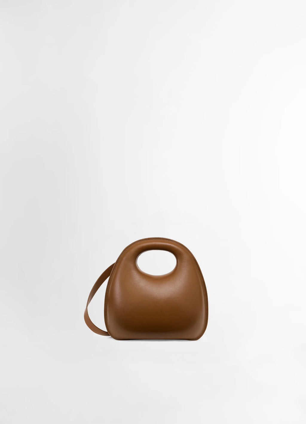 Lemaire Egg Bag in Smooth Vegetable-Tanned Cowhide, product shot, Front view Organic shape