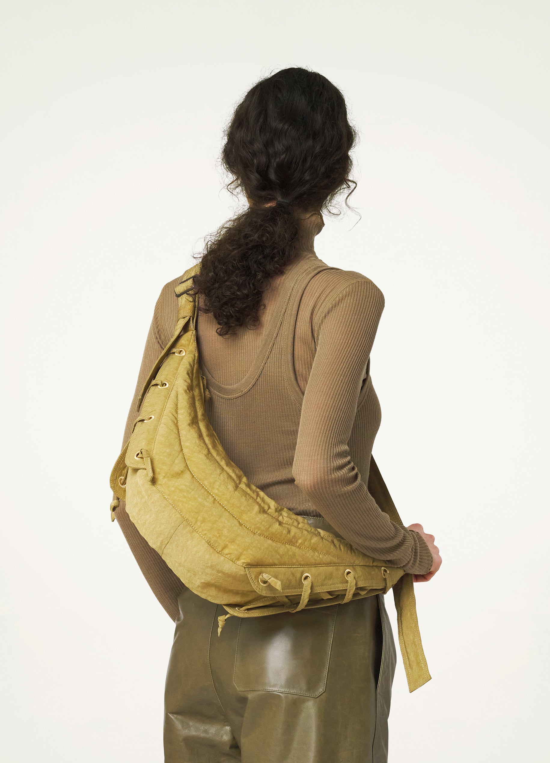 Small Soft Shoulder Bag in Mustard Ochre Color - LEMAIRE
