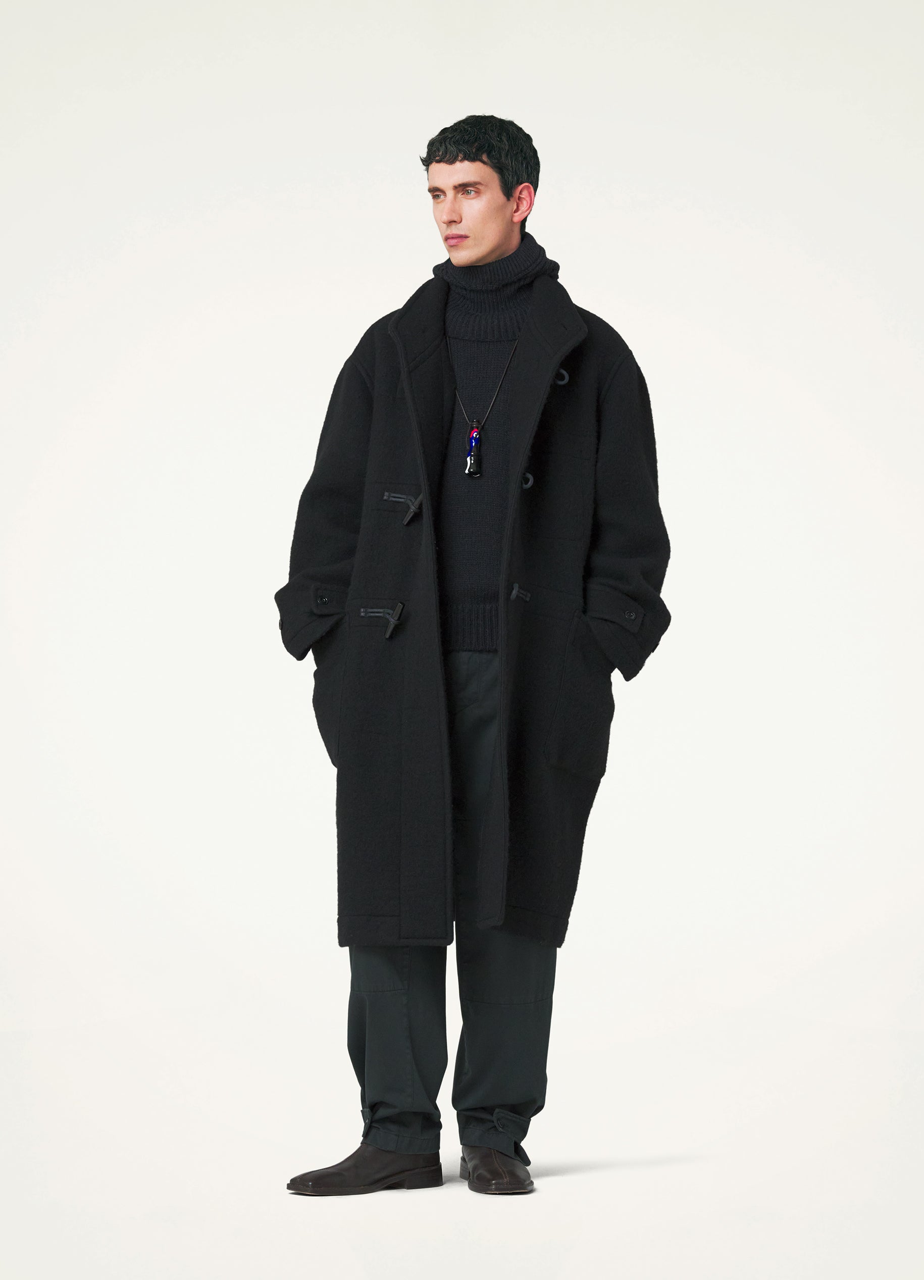 Maxi duffle-coat classique coloris Noir - LEMAIRE