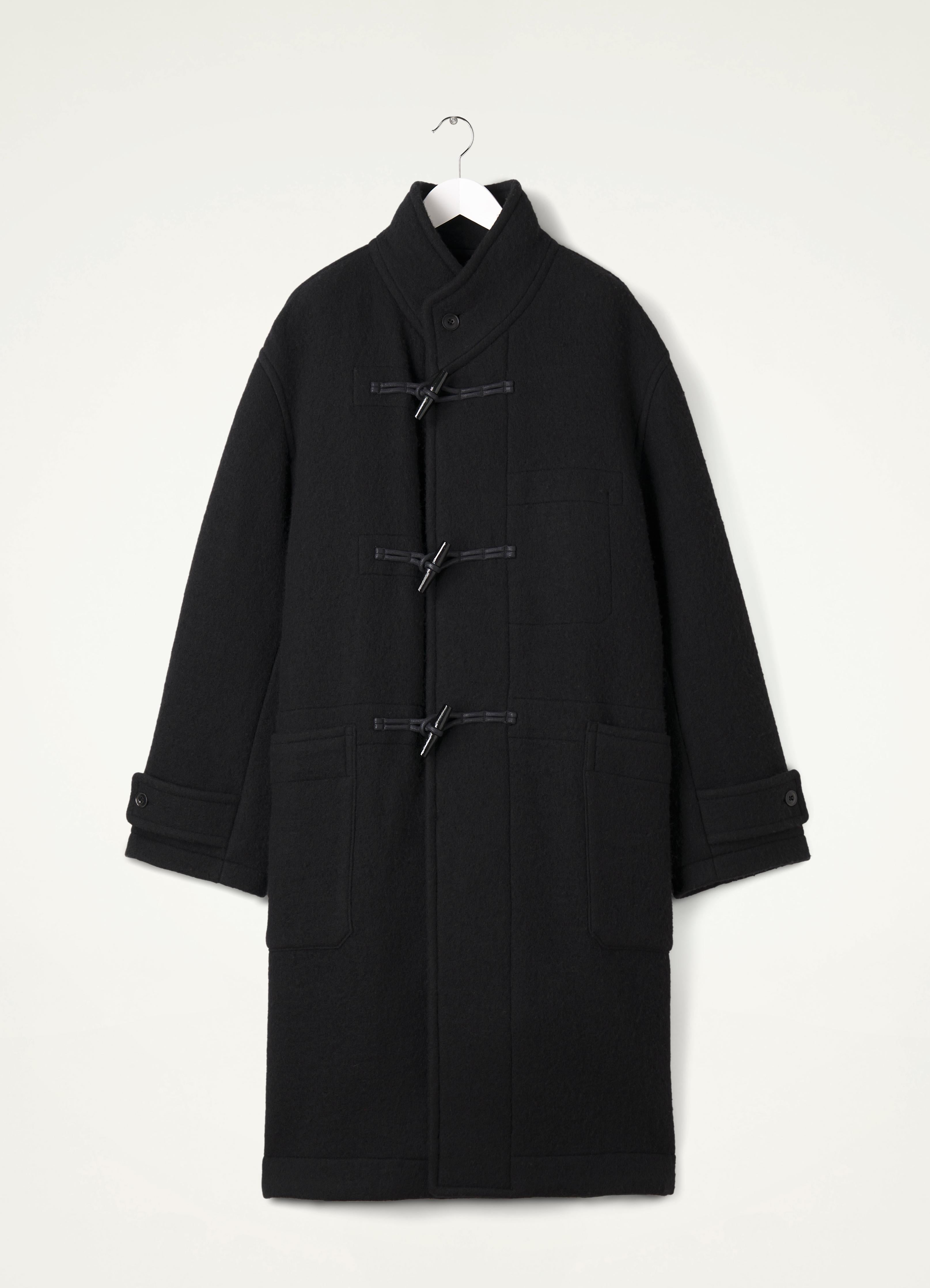 Black Maxi Duffle Coat in Wool Duffle LEMAIRE