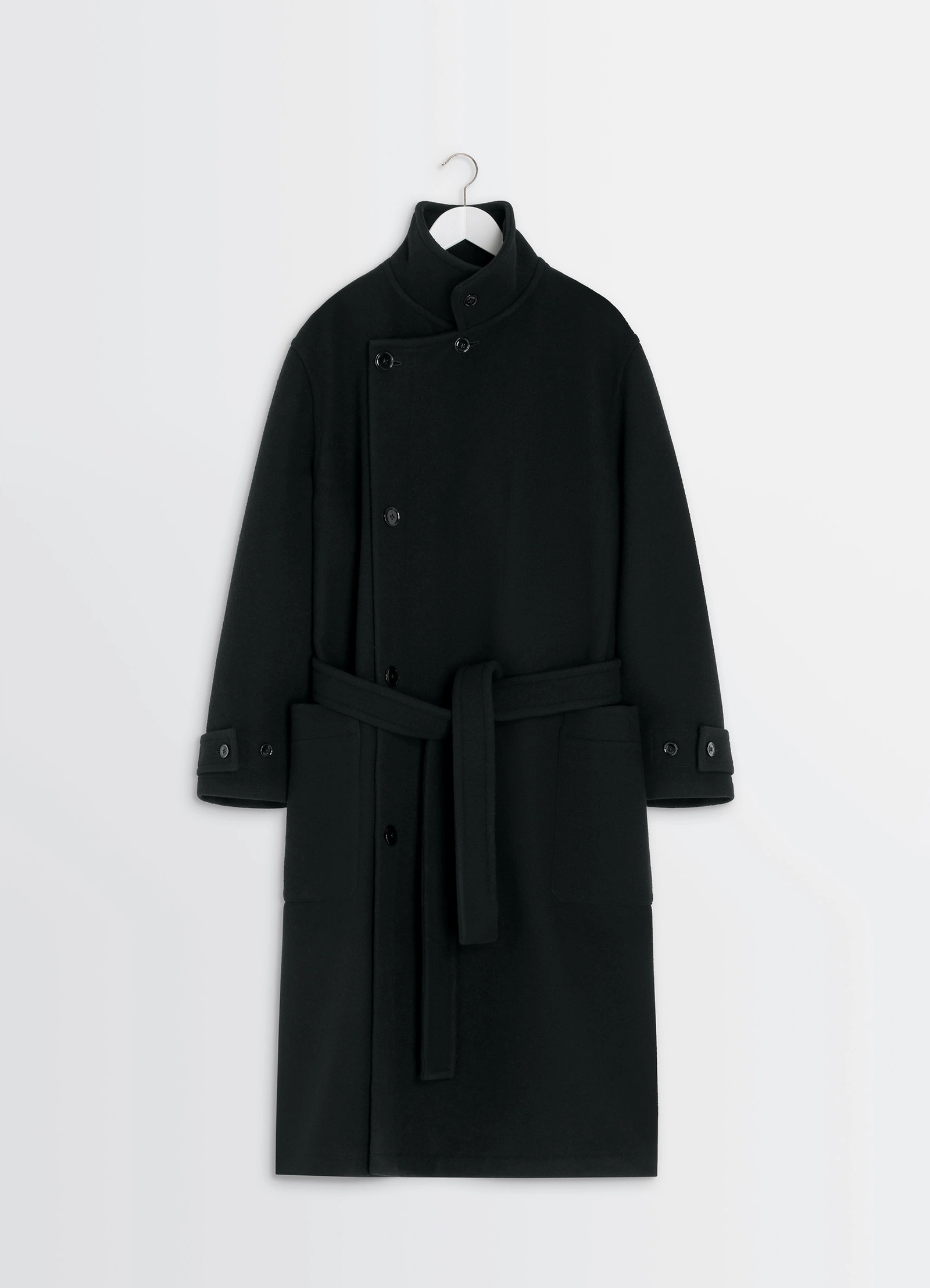 WRAP COAT IN WOOL - Black - Double Wool - Unisex | LEMAIRE WRAP COAT IN WOOL - Black - Double Wool - Unisex | LEMAIRE