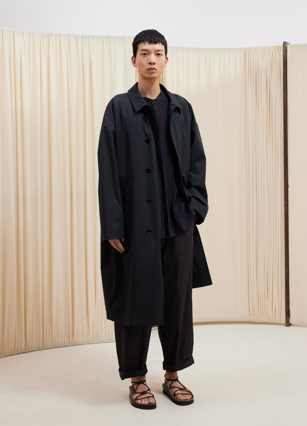 오버코트 - Jet Black - Wr Cotton Twill - 유니섹스 | LEMAIRE