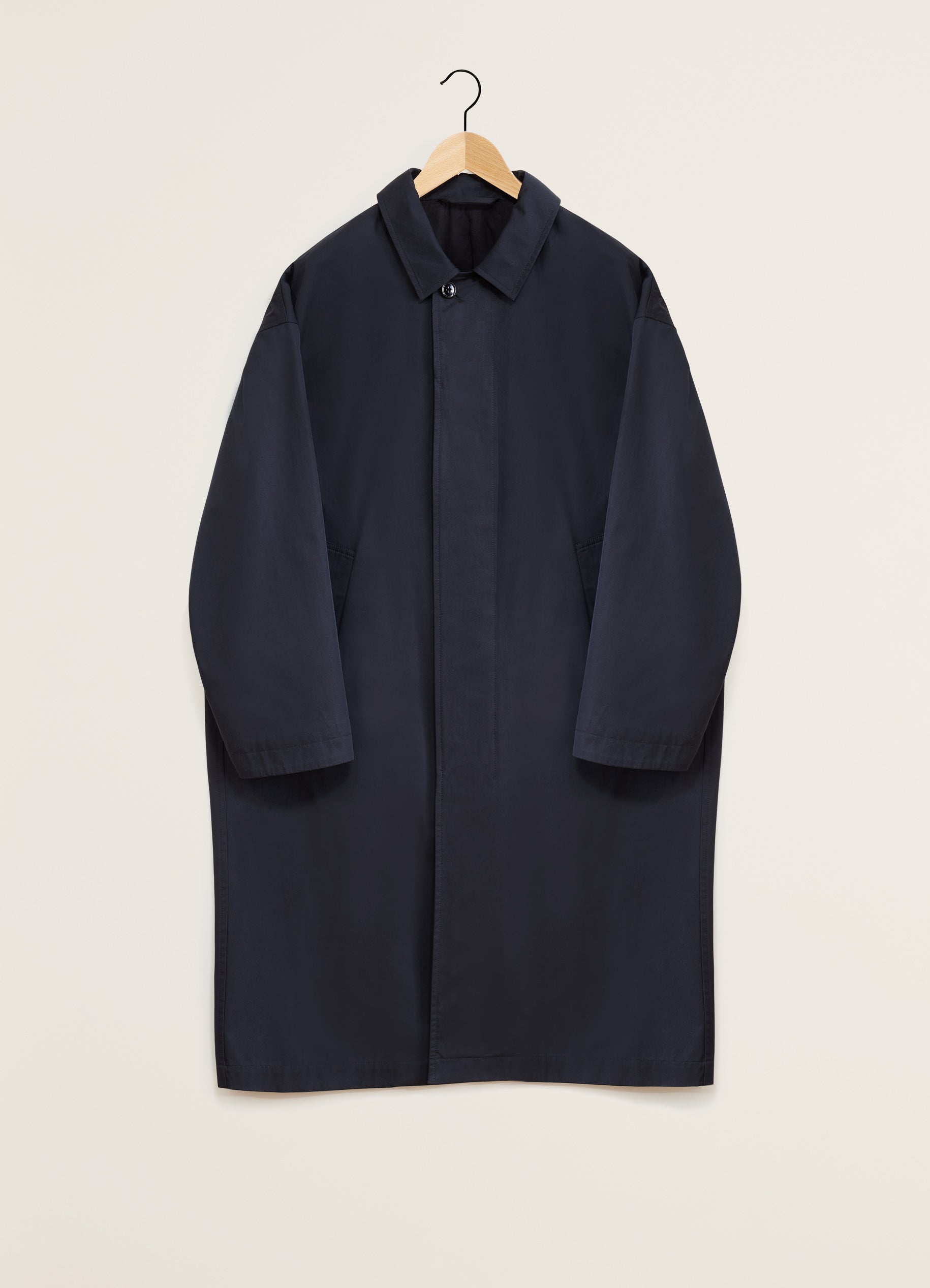 Jet Black Over Coat in Wr Cotton Twill | LEMAIRE