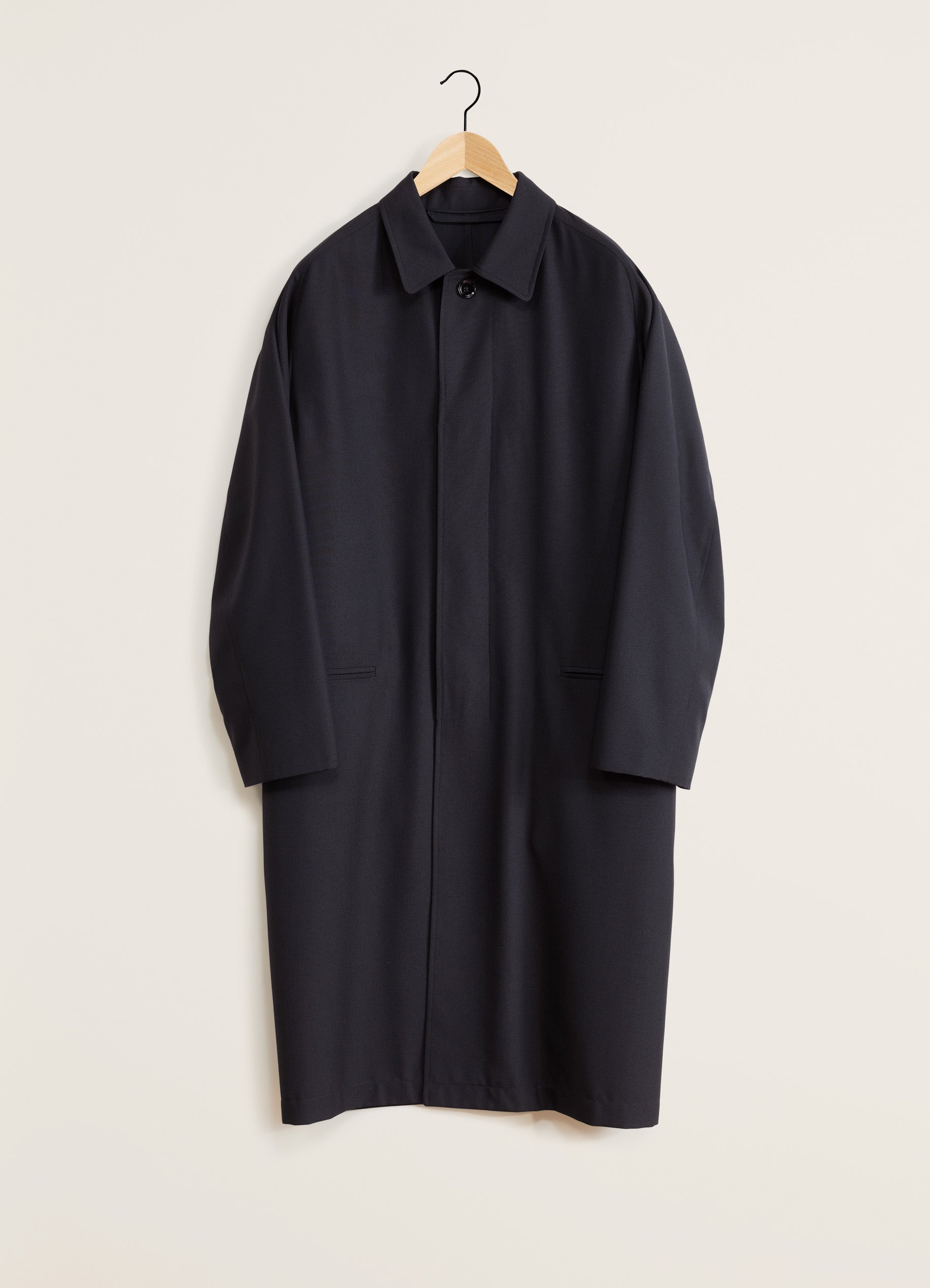 Marine/Melange Raglan Suit Coat in Tropical Poly Wool | LEMAIRE