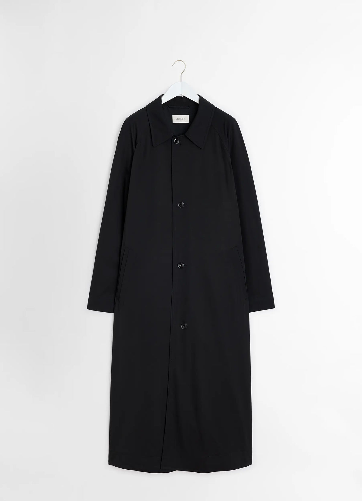 ハーフ オーバーコート - Black - ウールビスコースギャバジン