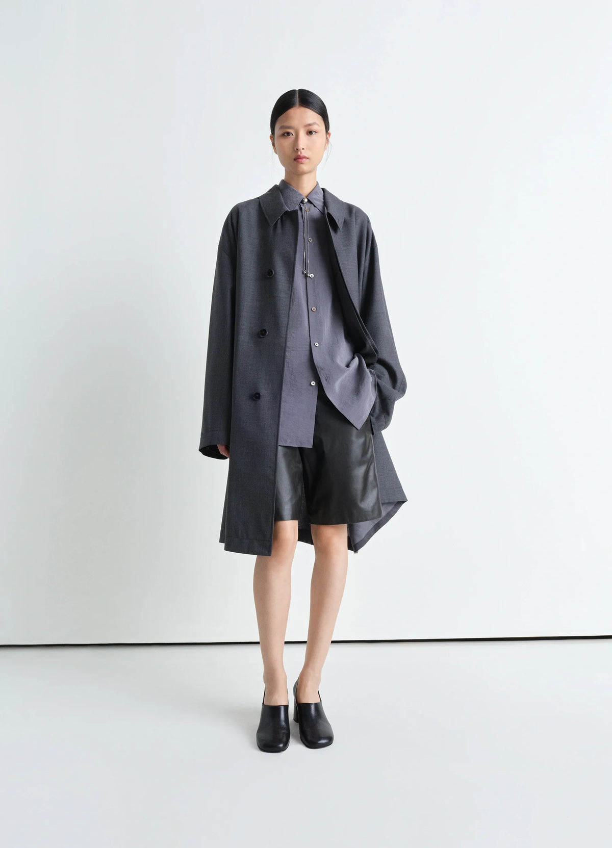 LIGHT TAILORED OVERCOAT - Grey Melange - Light Tropical Wool