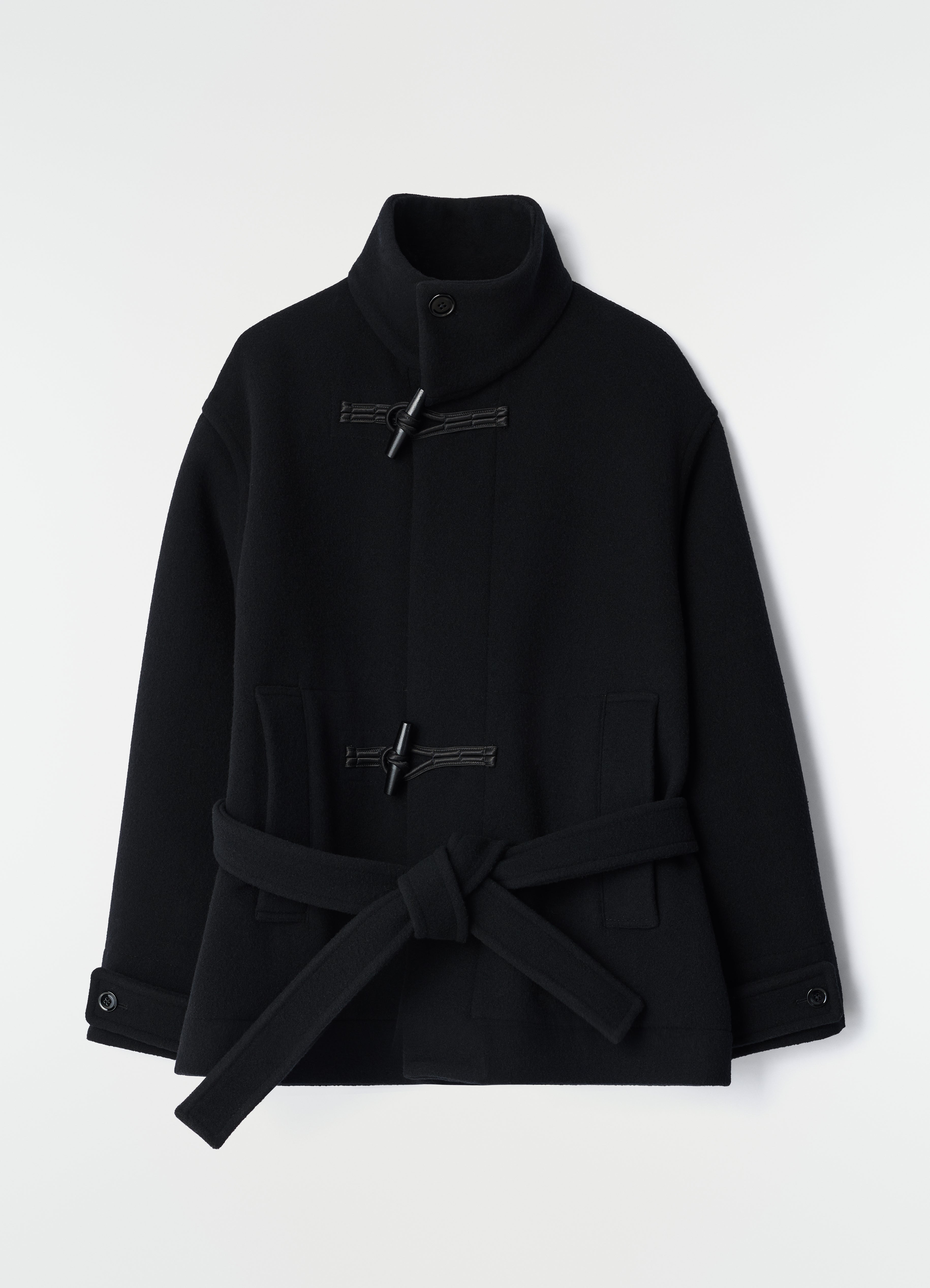 SHORT DUFFLE COAT IN WOOL - Black - Double Wool - Women | LEMAIRE