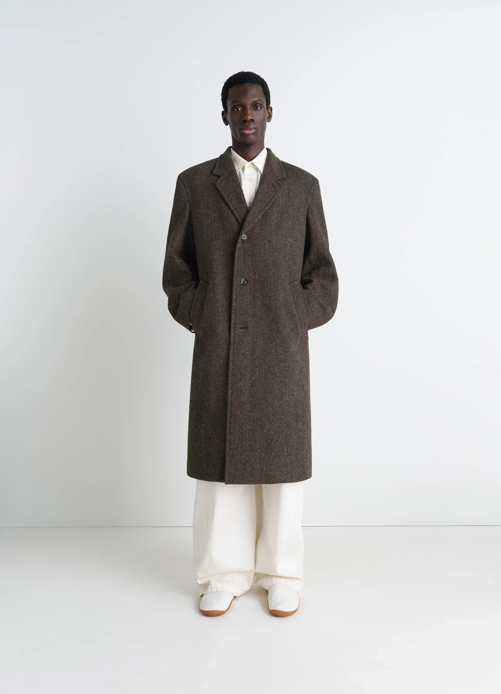 CHESTERFIELD COAT IN TWEED - Black / Brown Melange - Harris Tweed CHESTERFIELD COAT IN TWEED - Black / Brown Melange - Harris Tweed