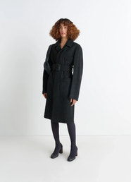 BELTED TAILORED COAT - Dark Khaki - Soft Wool Alpaca - Women | LEMAIRE