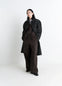 Lemaire Raglan Sleeve Coat in RWS wool cotton twill, model shot, front view oversized androgynous
