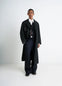 Ventile Trench Coat in Black Ventile Cotton, model shot, front view long fit