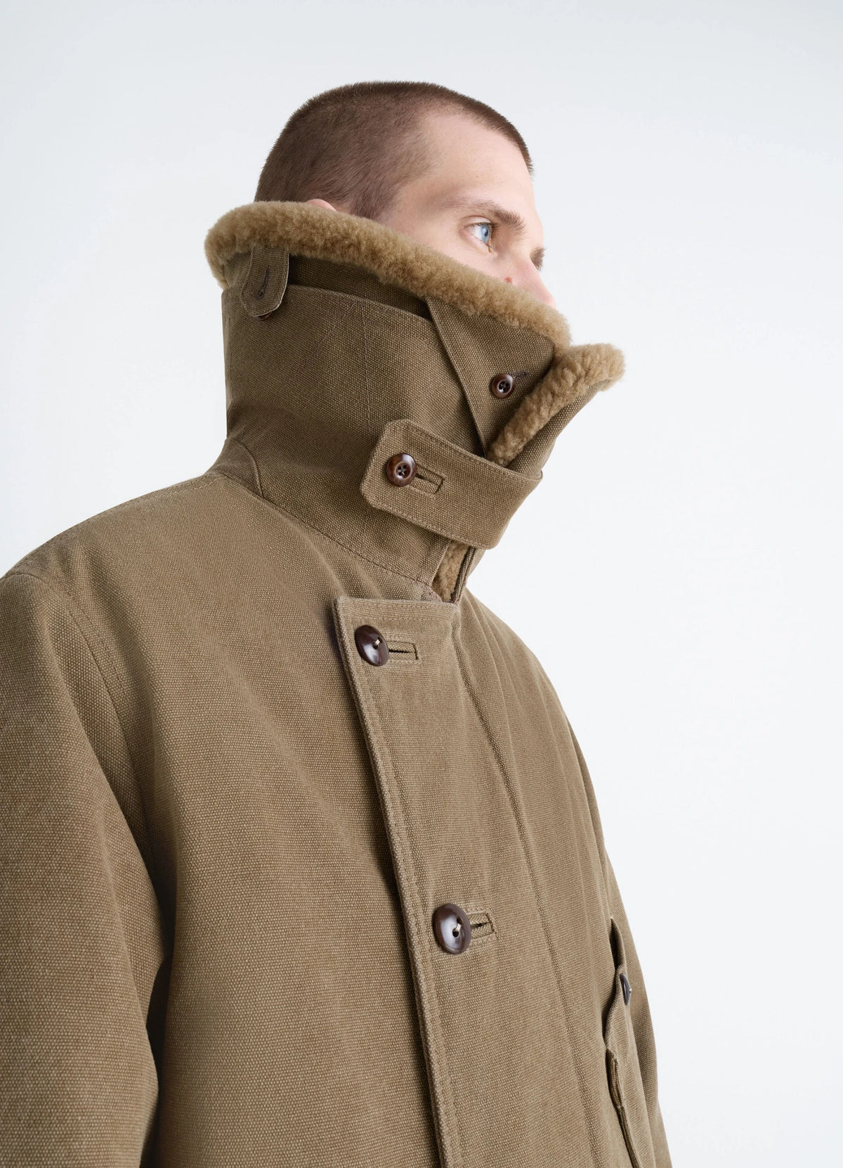 SHEARLING WINTER PARKA - Sisal - Water Repellent Heavy Cotton