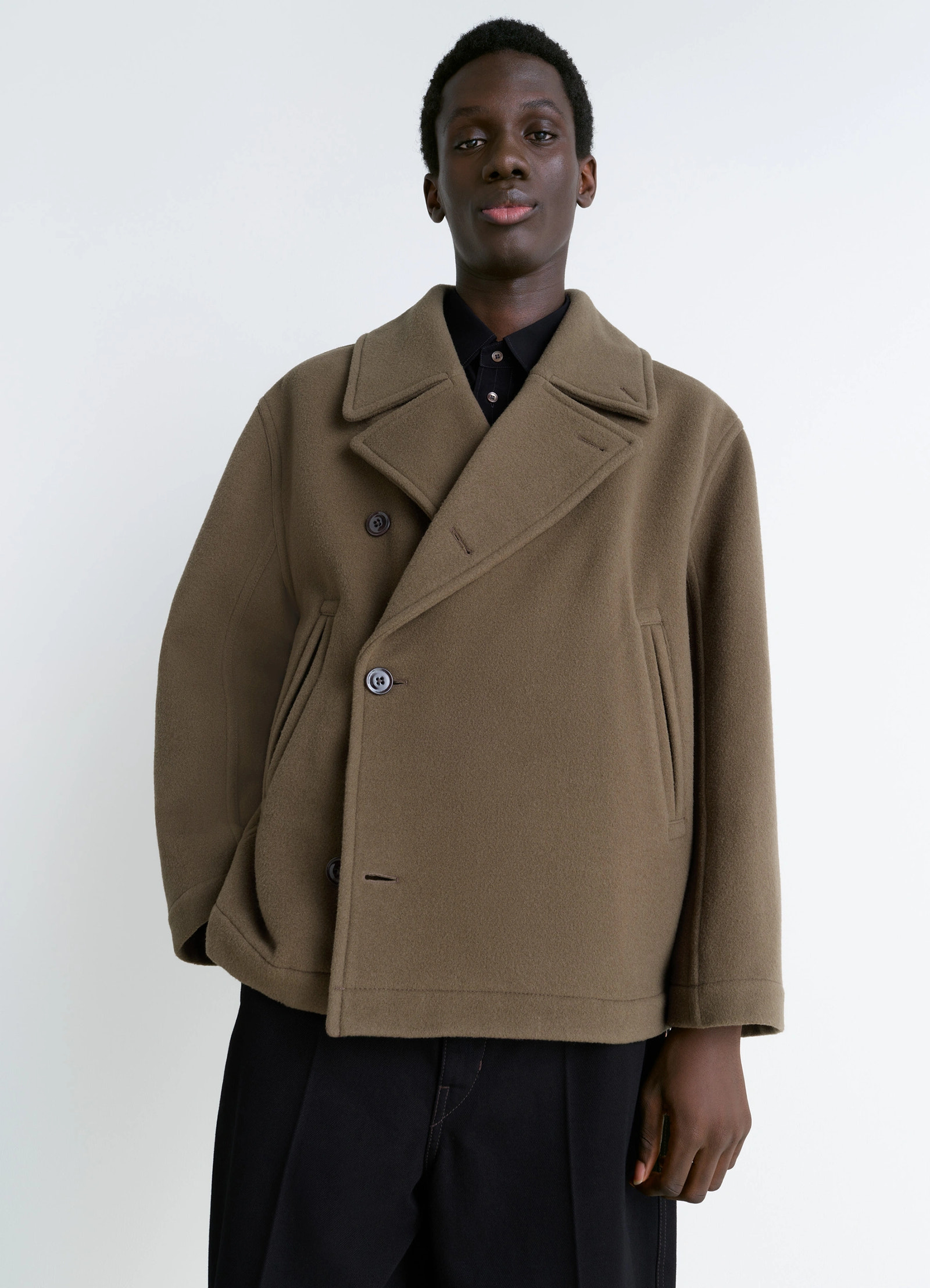 ボクシー ピーコート - Dark Squirrel - Double Wool - メンズ | LEMAIRE ボクシー ピーコート - Dark Squirrel - Double Wool - メンズ | LEMAIRE