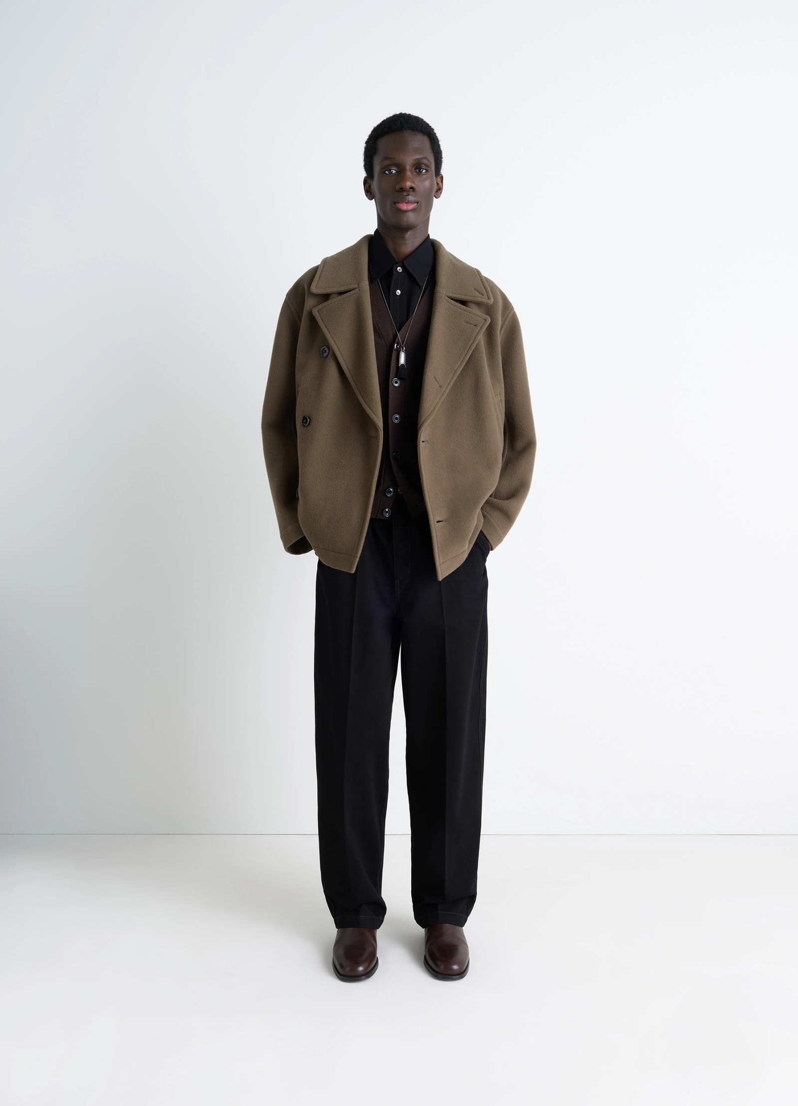 ボクシー ピーコート - Dark Squirrel - Double Wool - メンズ | LEMAIRE ボクシー ピーコート - Dark Squirrel - Double Wool - メンズ | LEMAIRE