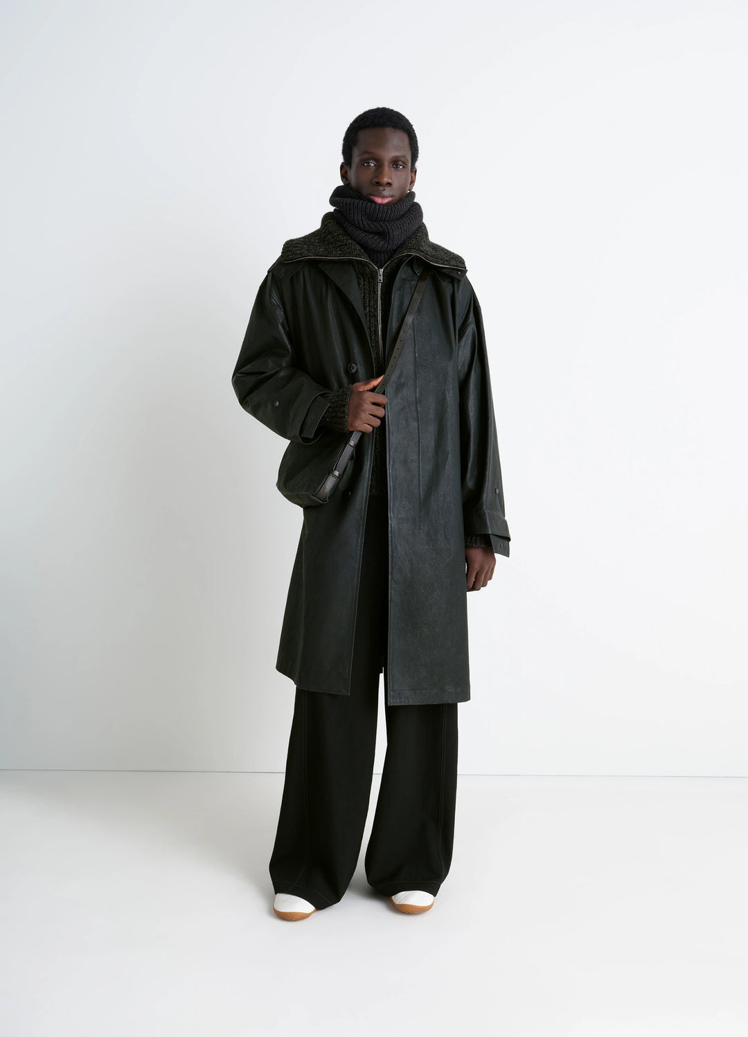 フードレインコート - Onyx - Water Repellent Resinated Cotton Canva