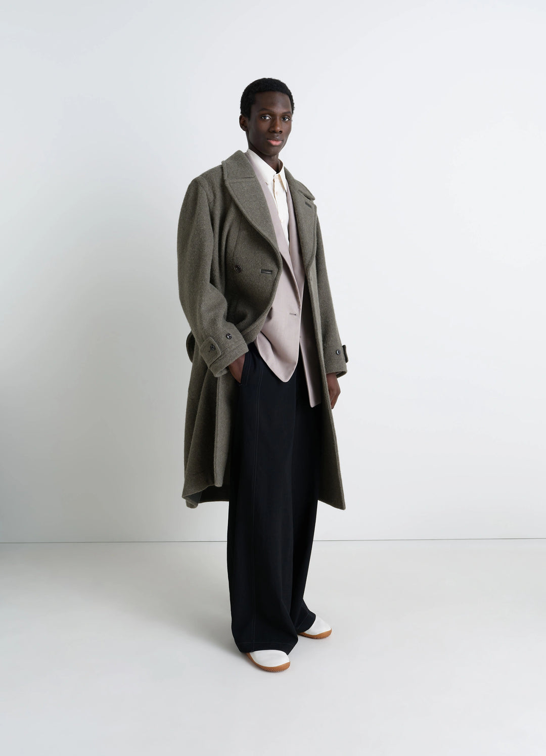 SOFT COAT IN WOOL ALPACA - Dark Khaki - Soft Wool Alpaca - Men