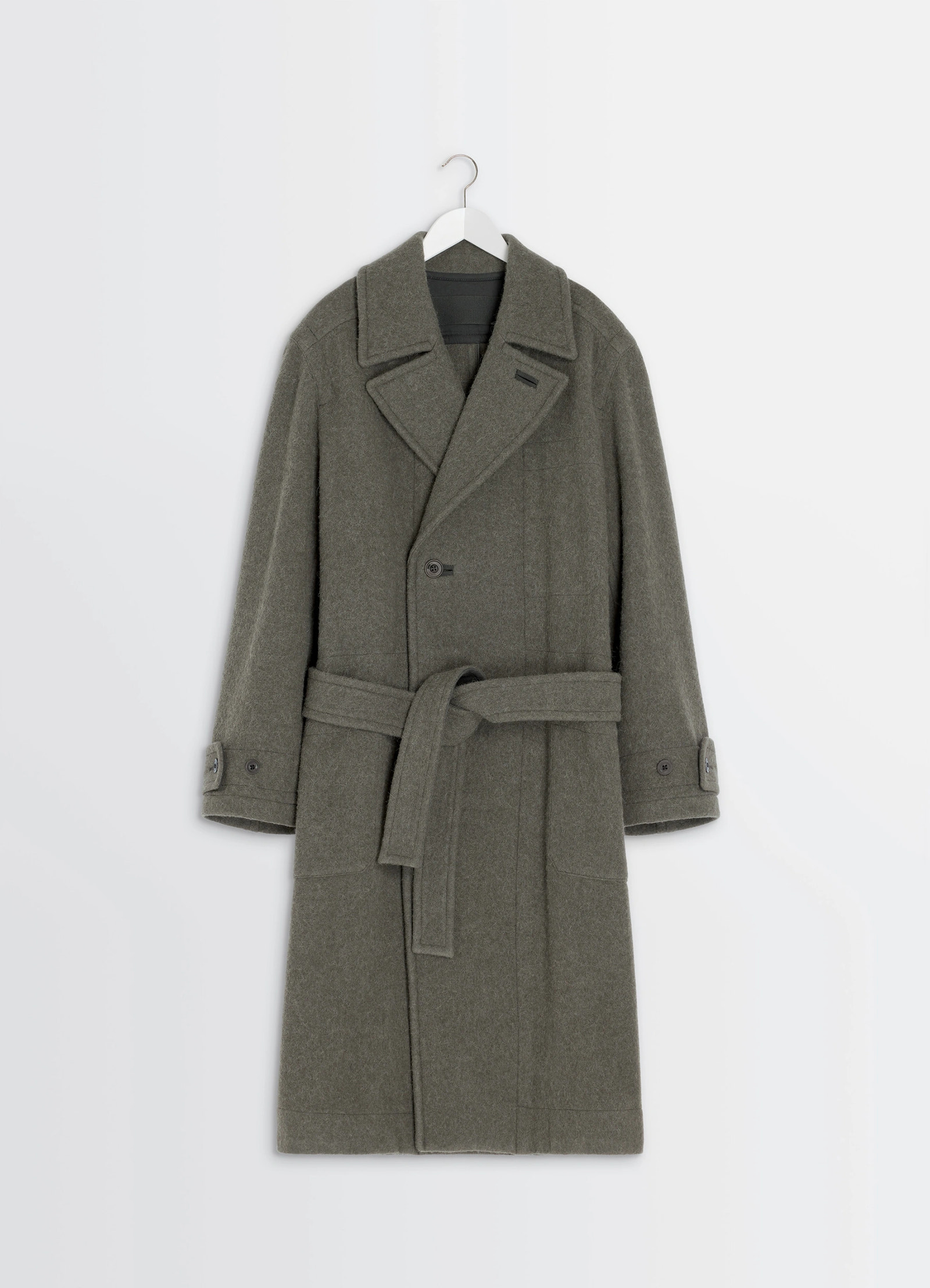 SOFT COAT IN WOOL ALPACA - Dark Khaki - Soft Wool Alpaca - Men SOFT COAT IN WOOL ALPACA - Dark Khaki - Soft Wool Alpaca - Men