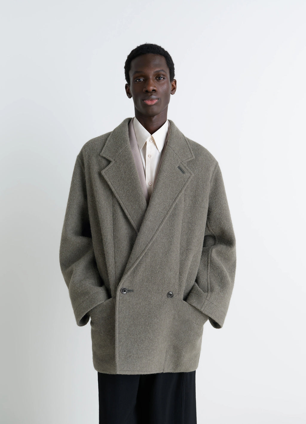 Dark Khaki Felt Wool Jacket | LEMAIRE