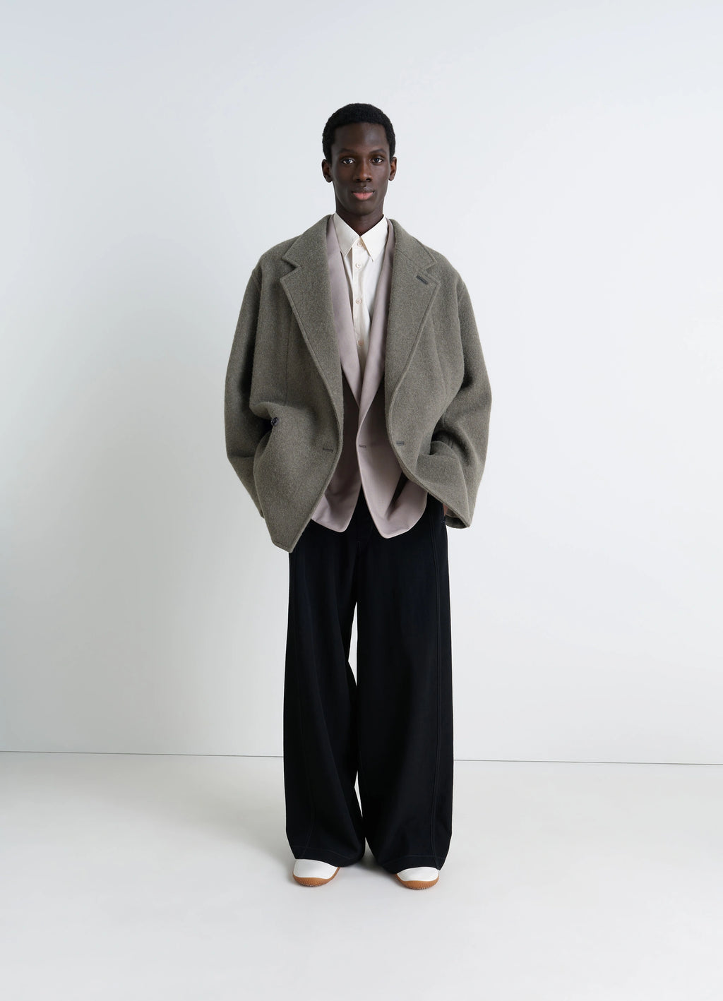Dark Khaki Felt Wool Jacket | LEMAIRE