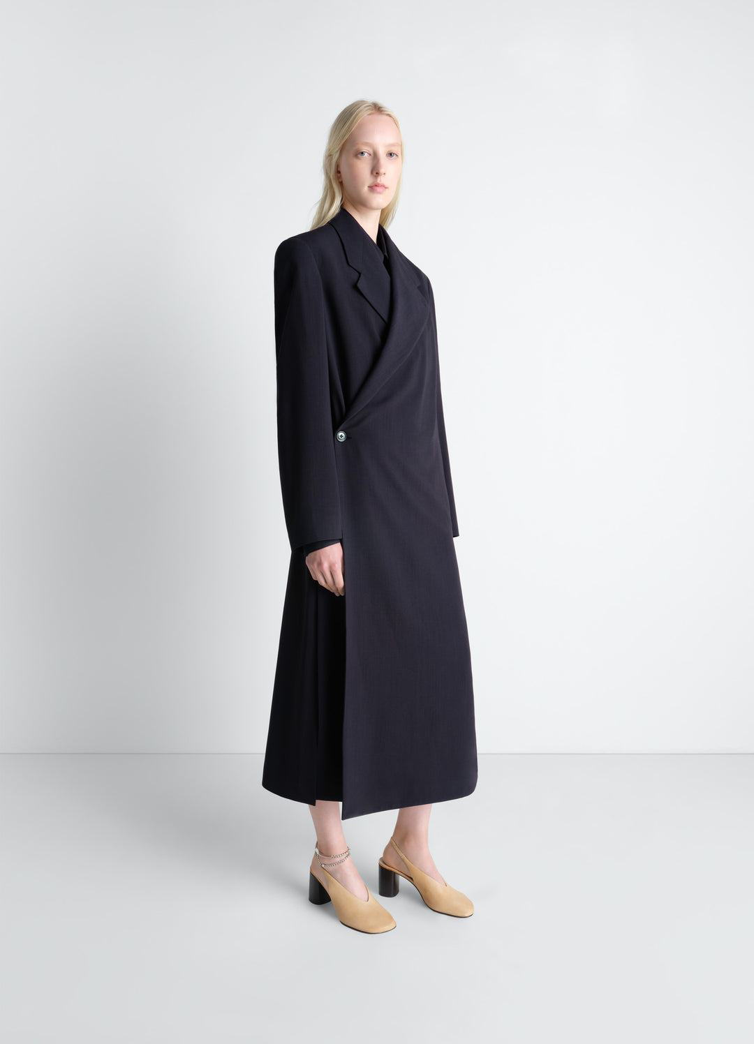 WRAP OVER COAT IN WOOL CREPE