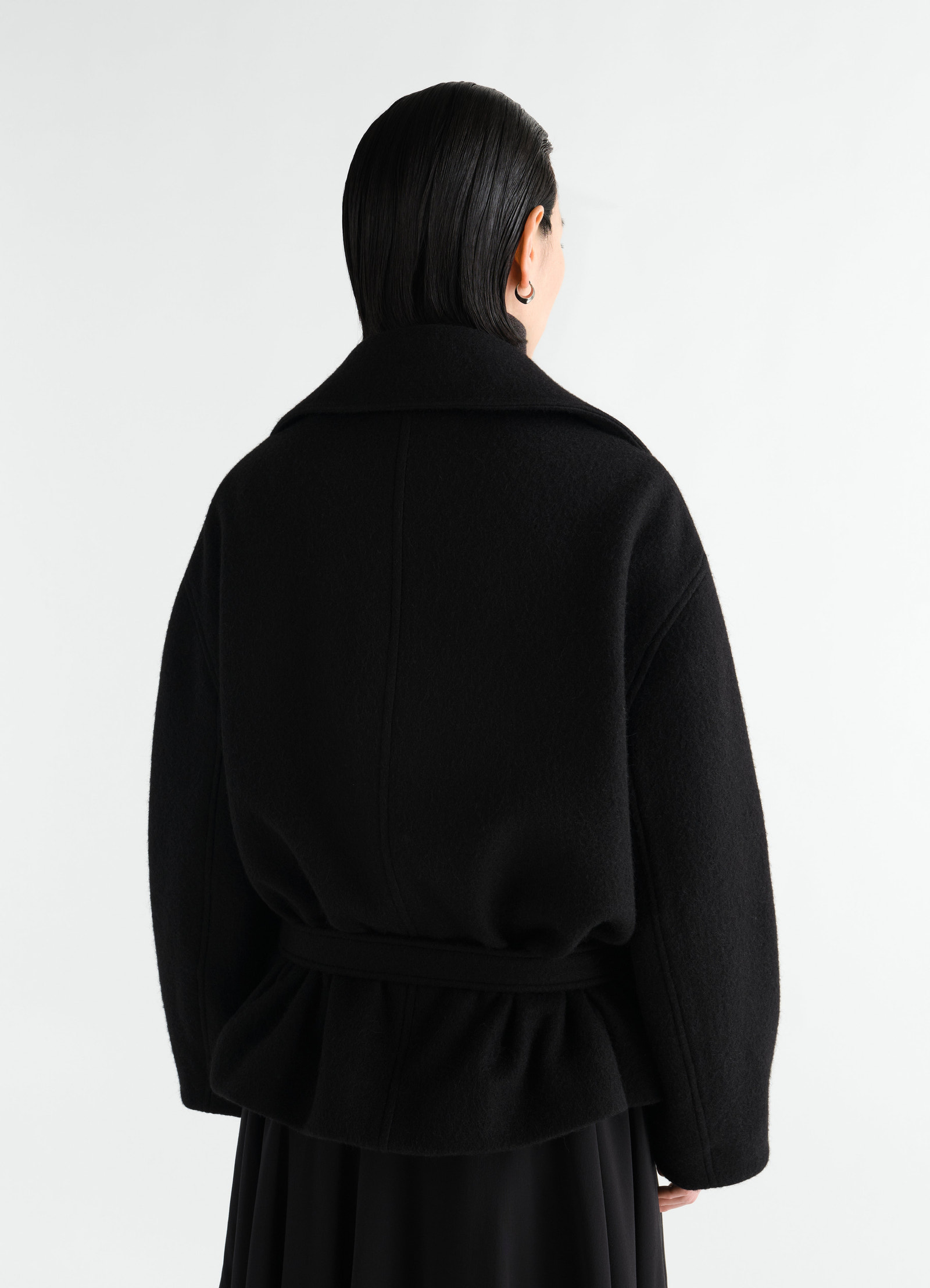 Short wrap coat in felted wool and alpaca blend