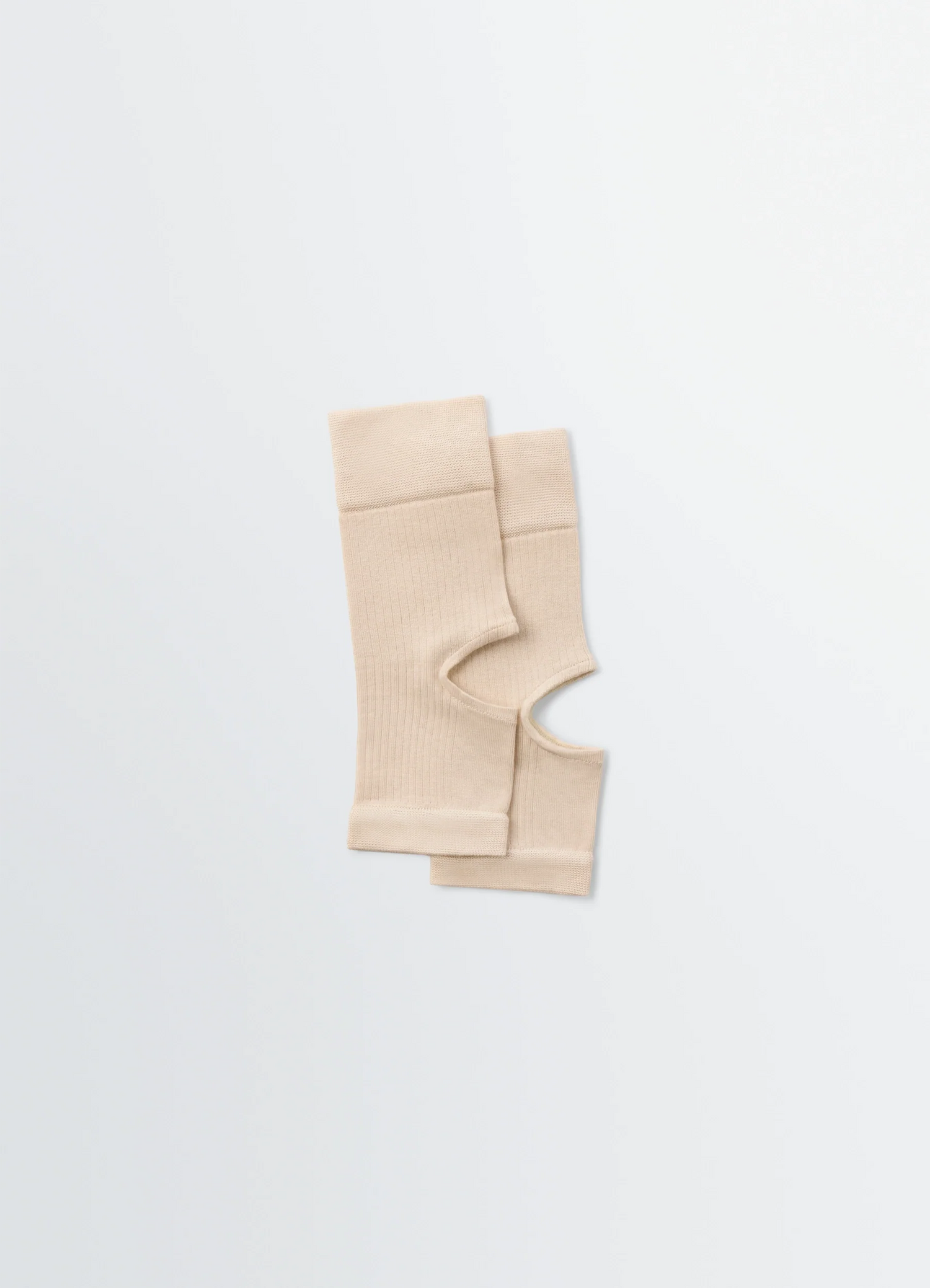 Cut-Out Rib Gaiters in Stretch Viscose Silk, product shot, top view ribbed cut-out design