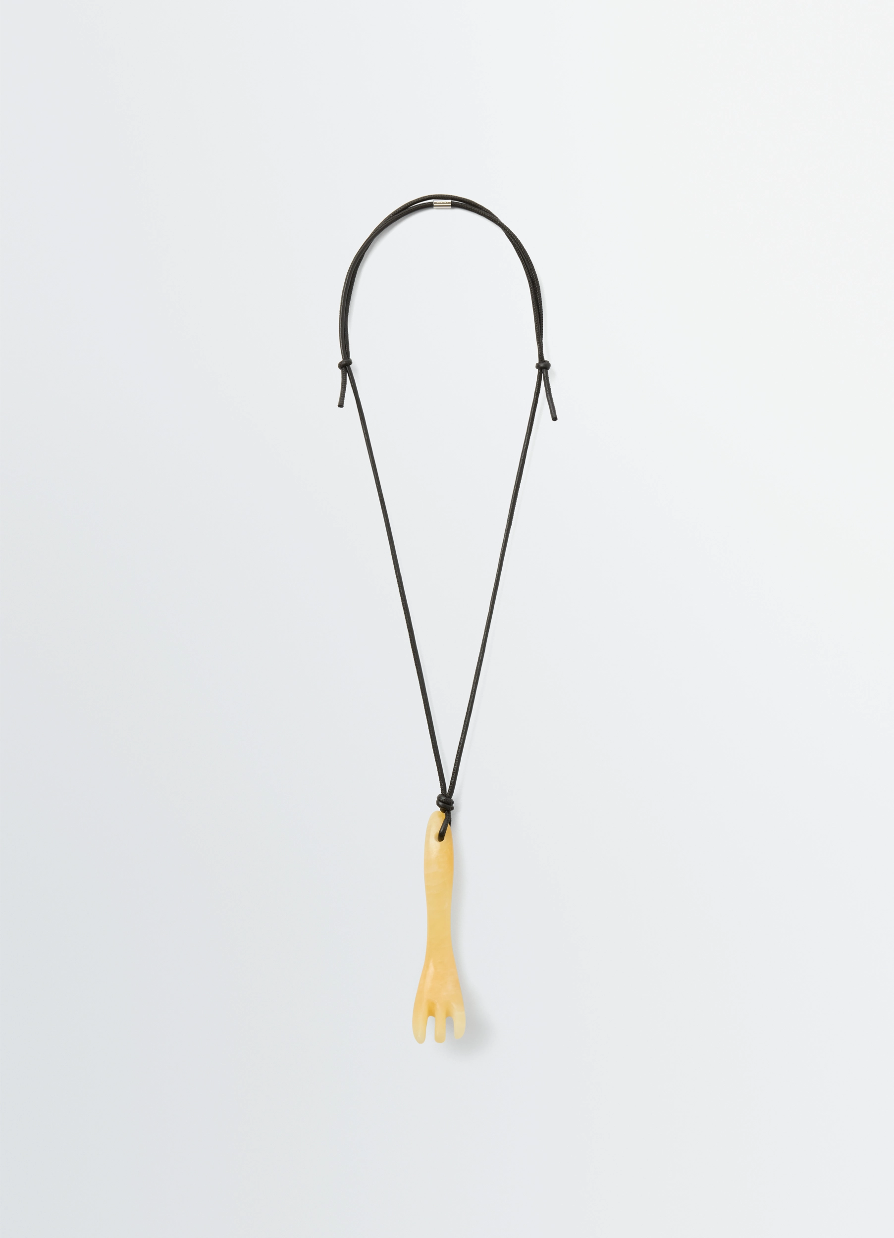 GUA SHA FORK NECKLACE IN ARAGONITE - Aragonite - Nappa Leather and