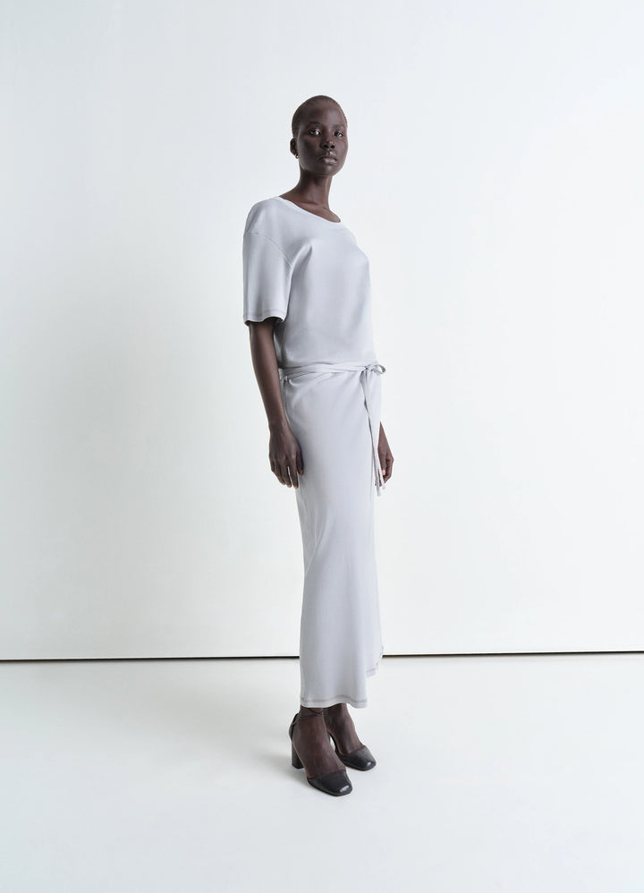 BELTED RIB T-SHIRT DRESS - Blue Grey - Rib Jersey - Women | LEMAIRE