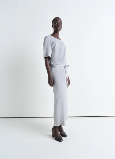 christophe lemaire ROBE T-SHIRT CÔTELÉE ET CEINTURÉE