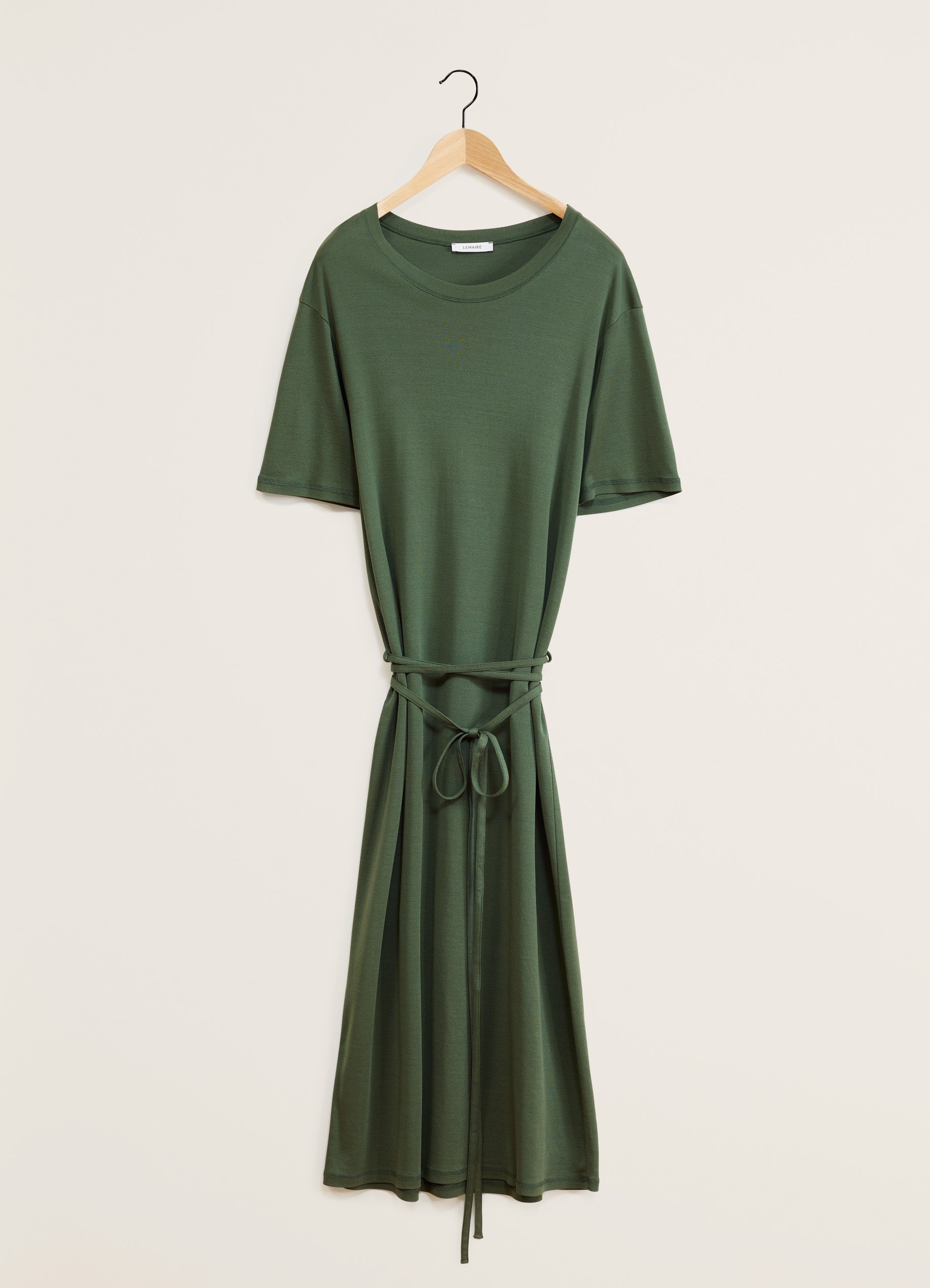 Ribbed T-Shirt Dress in Smoky Green | LEMAIRE