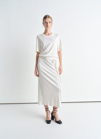 christophe lemaire ROBE T-SHIRT CÔTELÉE ET CEINTURÉE