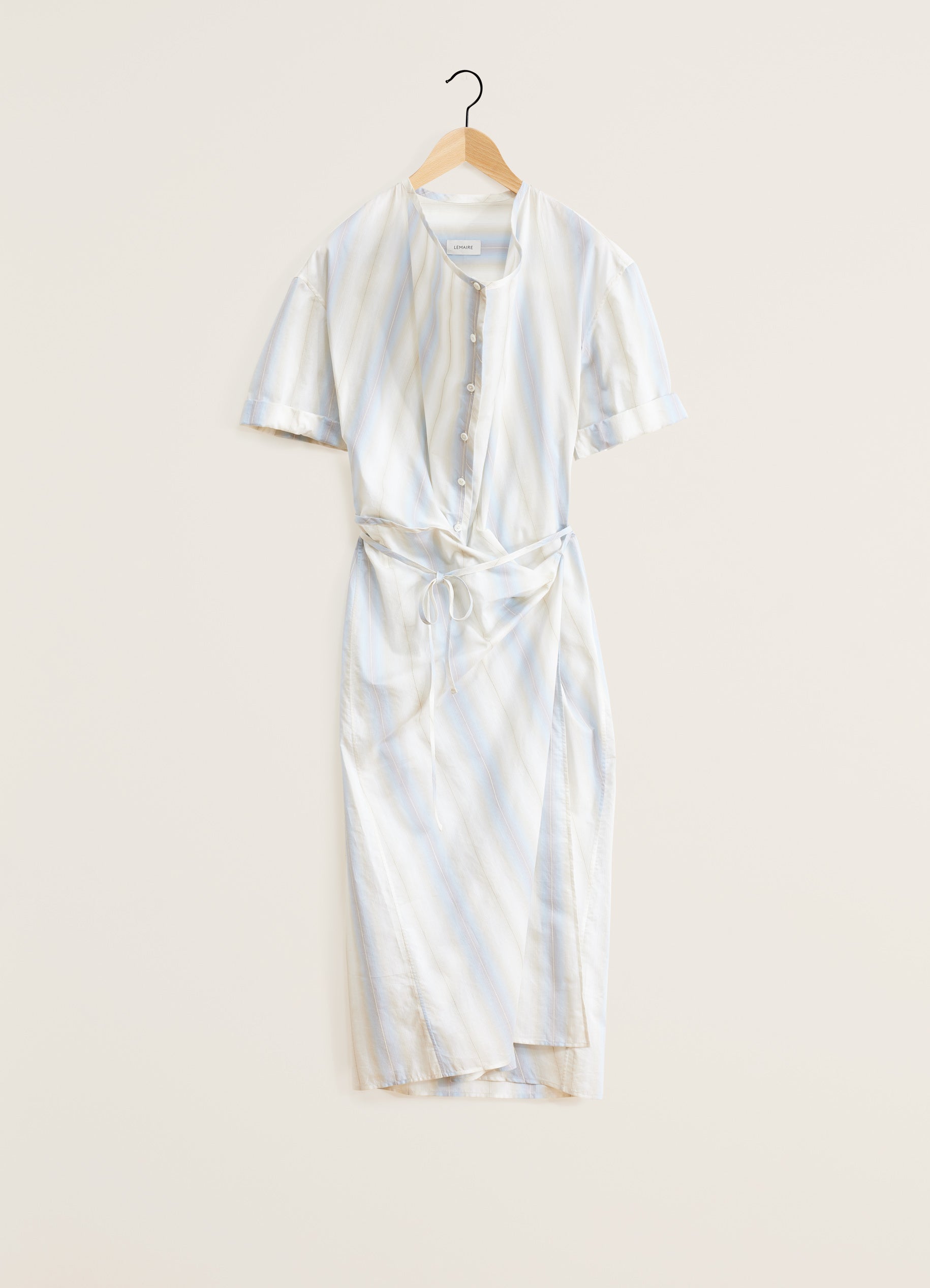 Powder Blue/Cloud Grey Short Sleeve Wrap Dress in Degrade Striped ...