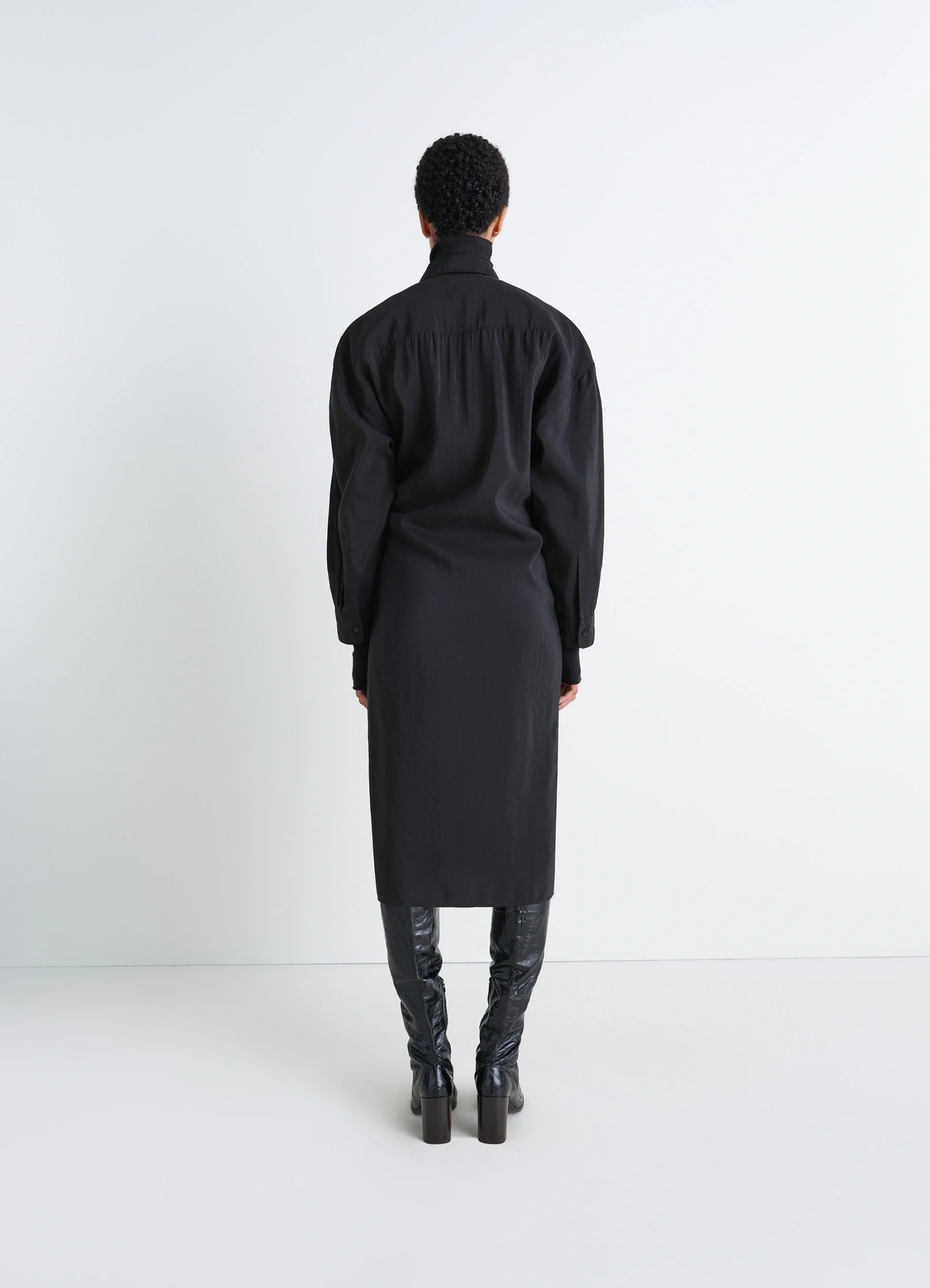 LEMAIRE straight collar twisted dress in dry silk LEMAIRE straight collar twisted dress in dry silk