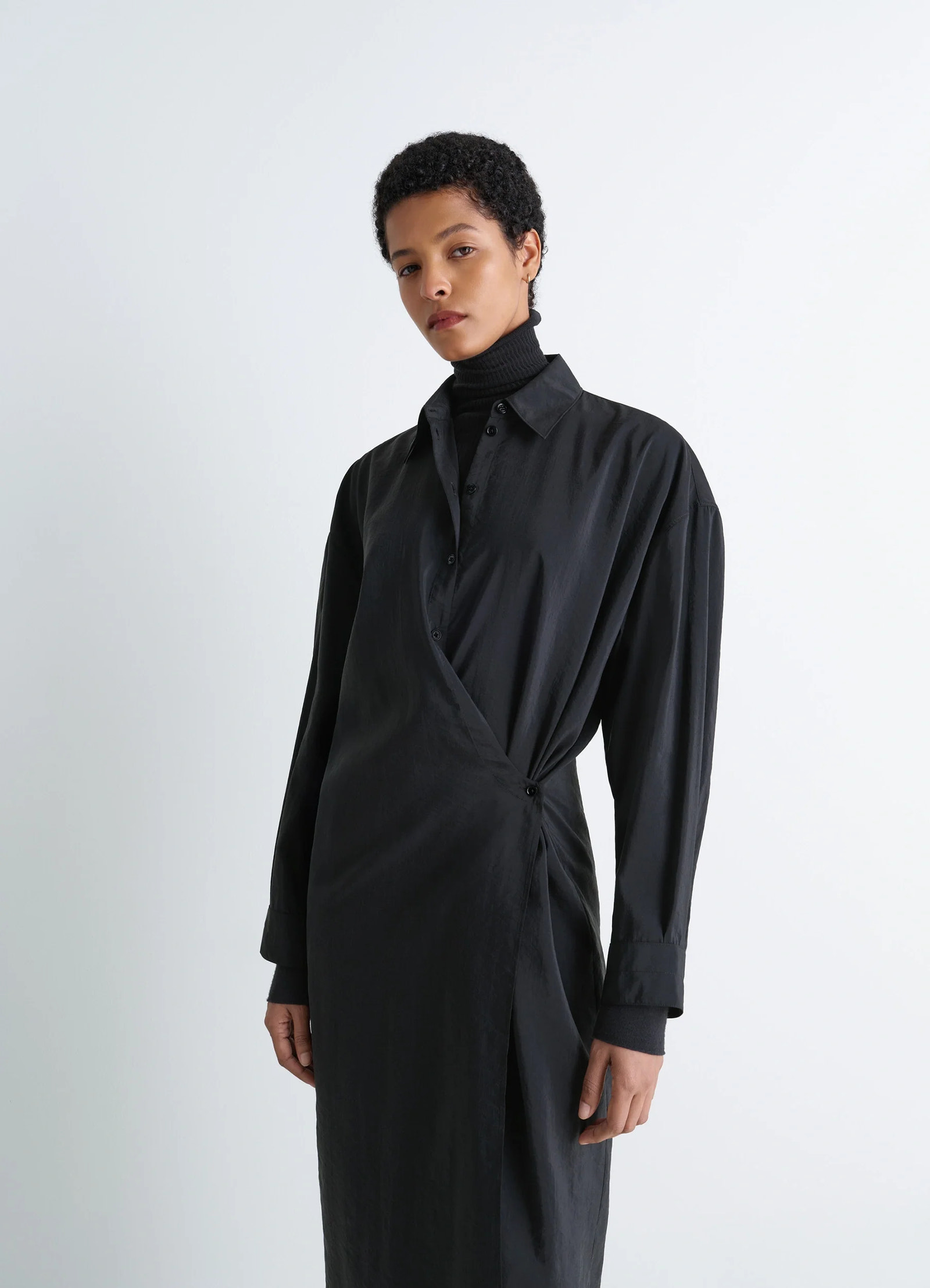 LEMAIRE straight collar twisted dress in dry silk LEMAIRE straight collar twisted dress in dry silk