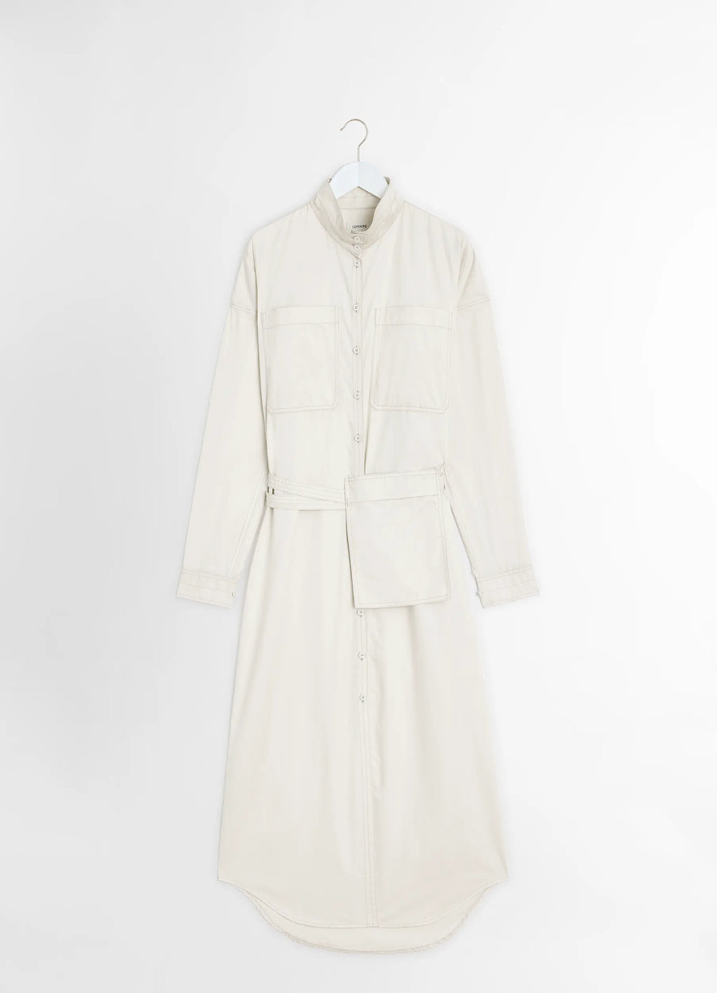 LONG SHIRT DRESS - Creamy White - Light Cotton Satin - Women | LEMAIRE