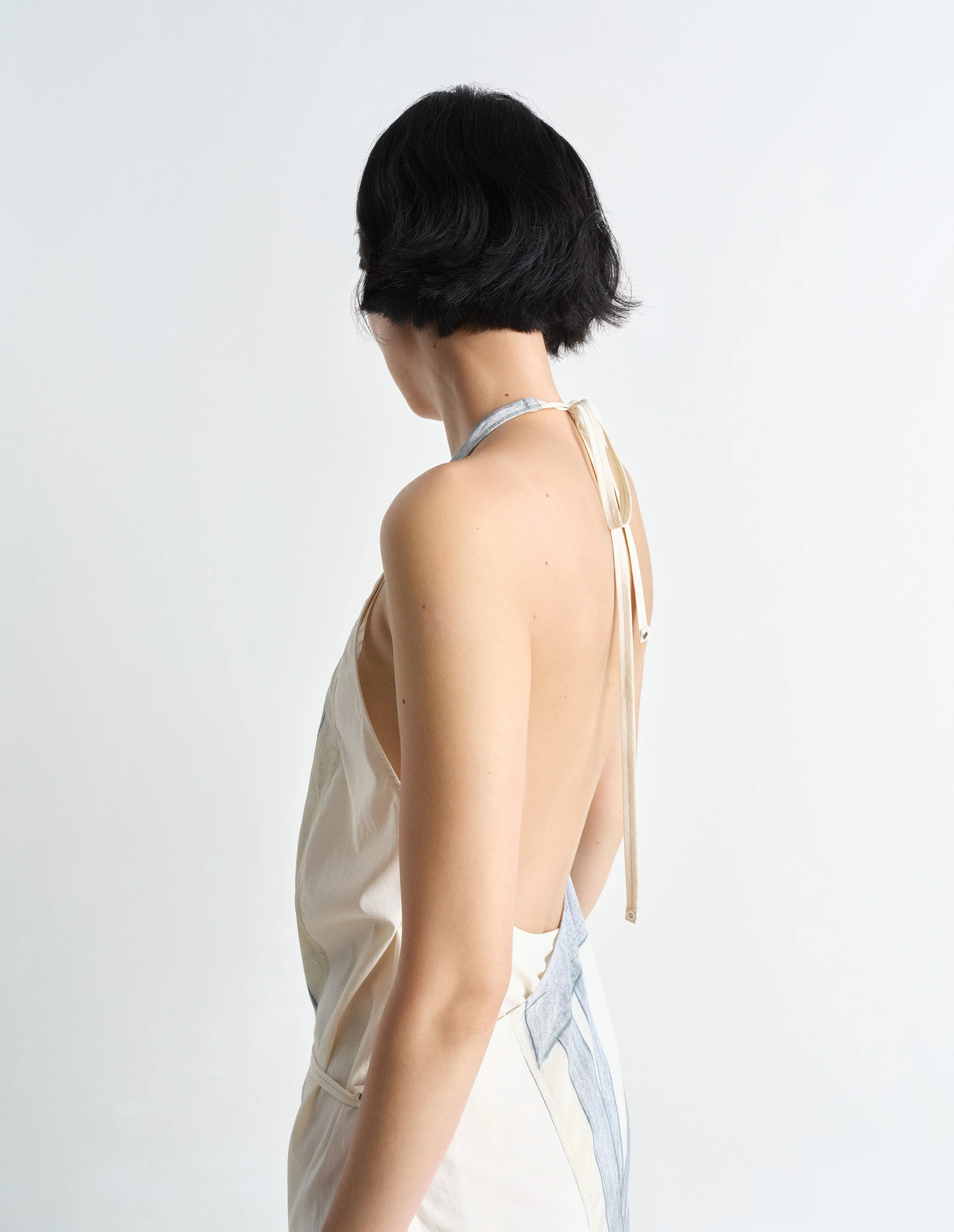 PHILIPPE WEISBECKER APRON DRESS IN VISCOSE - Creamy White / Grey - Maxi Grey Chair Viscose - Women | LEMAIRE PHILIPPE WEISBECKER APRON DRESS IN VISCOSE - Creamy White / Grey - Maxi Grey Chair Viscose - Women | LEMAIRE