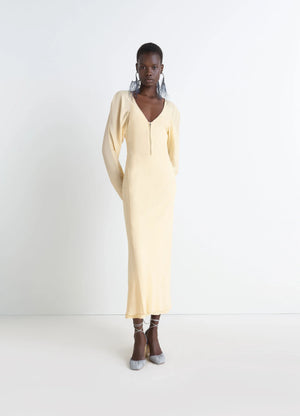 BIAS CUT DRESS in Silk Crepe de Chine, model shot, front view body-hugging, bias cut