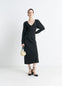 BIAS CUT DRESS in Black Silk Crepe de Chine, model shot, front view body-hugging bias cut