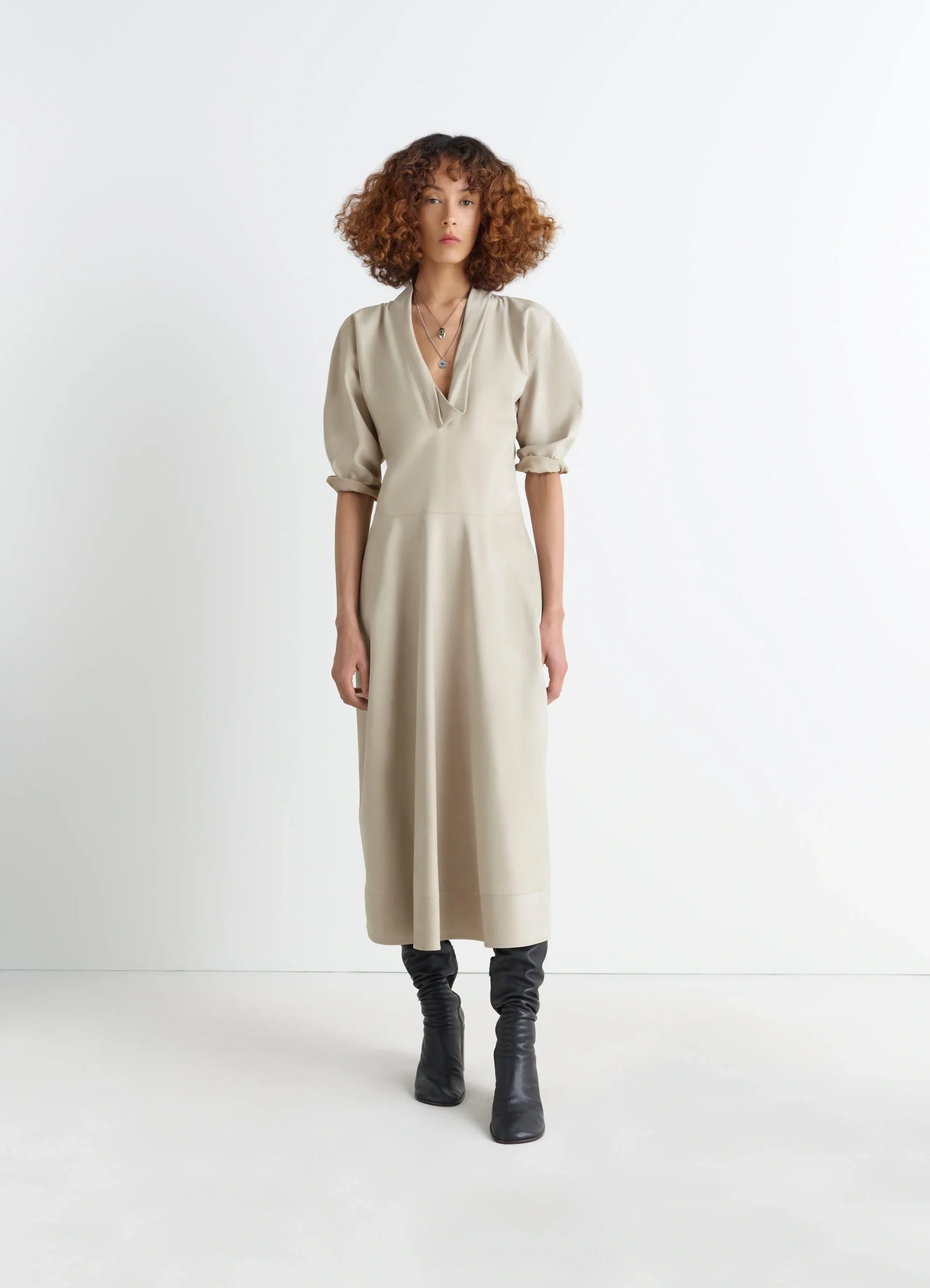 LEMAIRE leather v-neck dress LEMAIRE leather v-neck dress