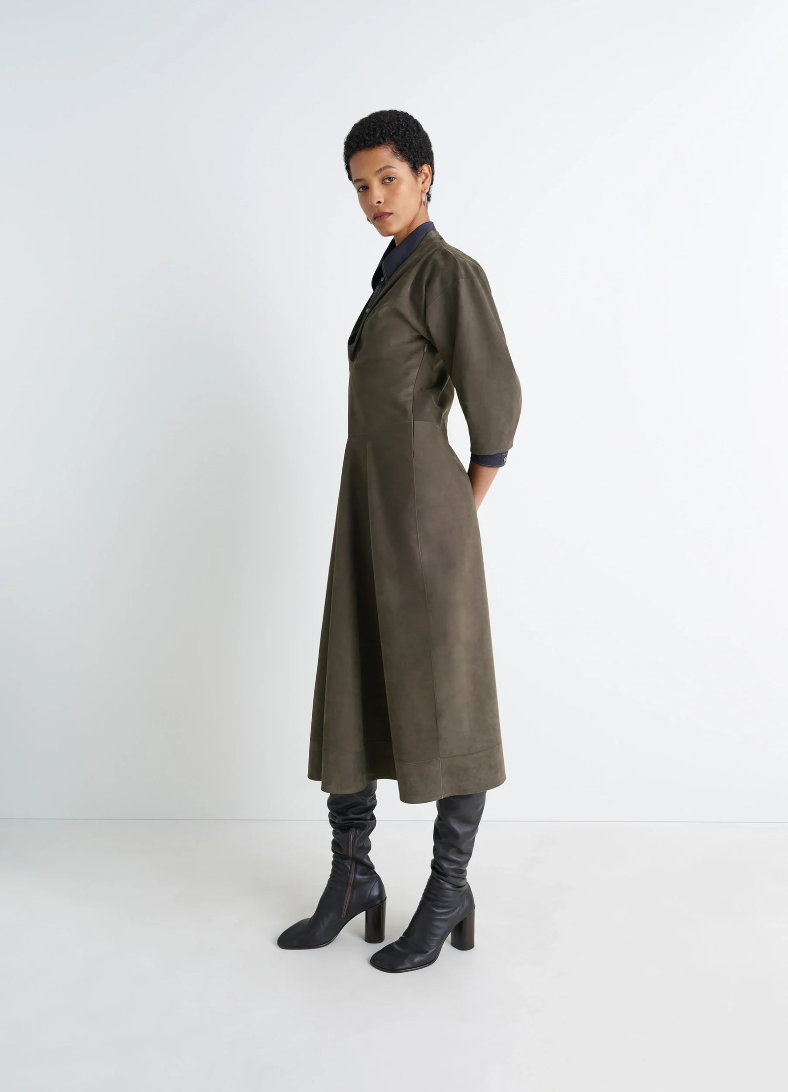 LEMAIRE leather v-neck dress LEMAIRE leather v-neck dress