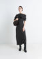 Twisted Hem Dress in Wool Viscose-Blend Interlock, model shot, Front view Draped silhouette