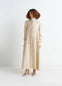 Lemaire Buttoned Dress in Soft Shiny Silk, model shot, Front view Gathered volume